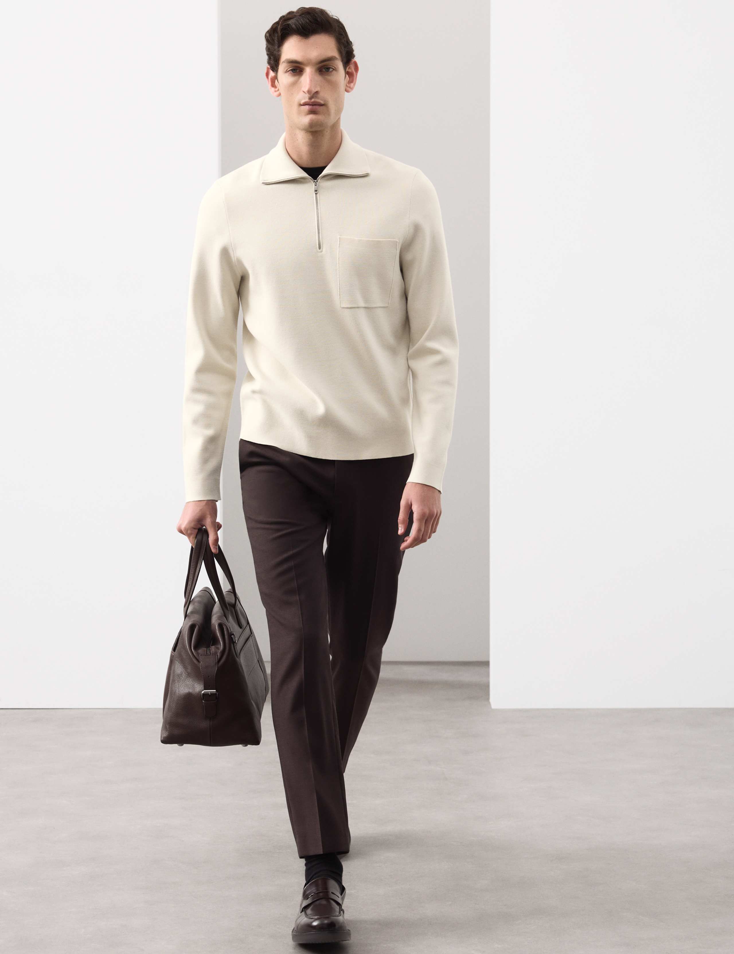Milano-Knit Extended Funnel Neck Half Zip Jumper 3 of 6