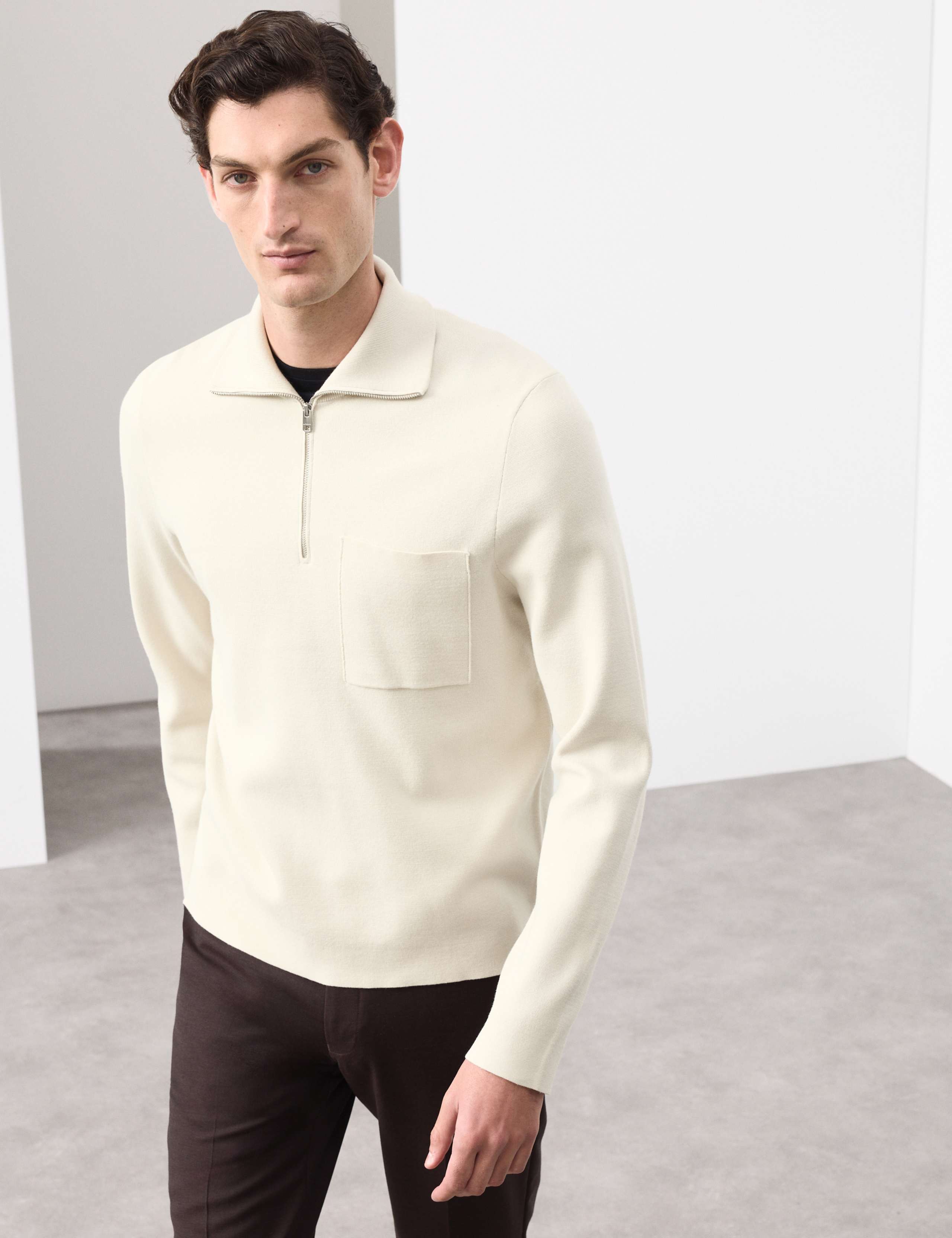 Milano-Knit Extended Funnel Neck Half Zip Jumper 6 of 6