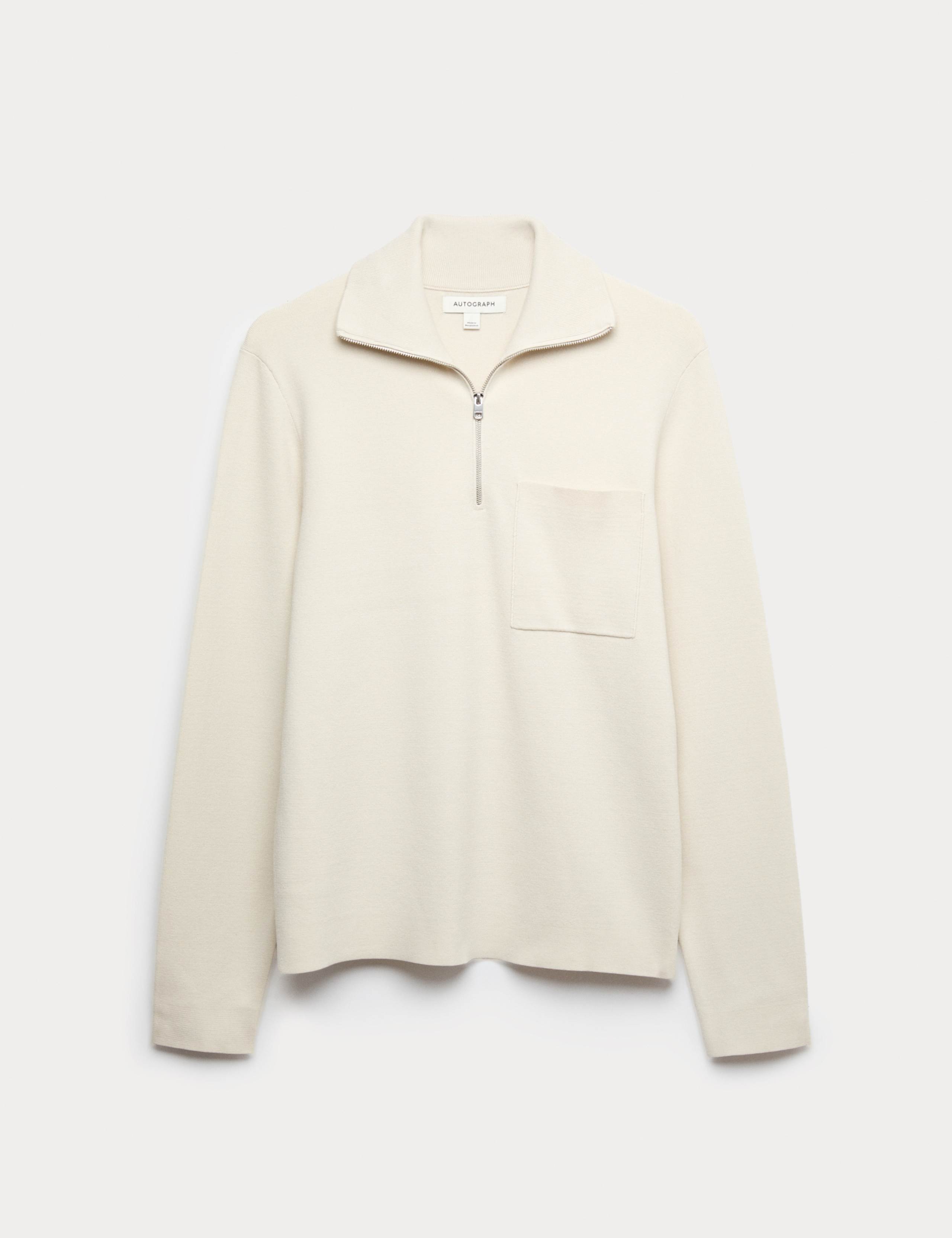 Milano-Knit Extended Funnel Neck Half Zip Jumper 2 of 6