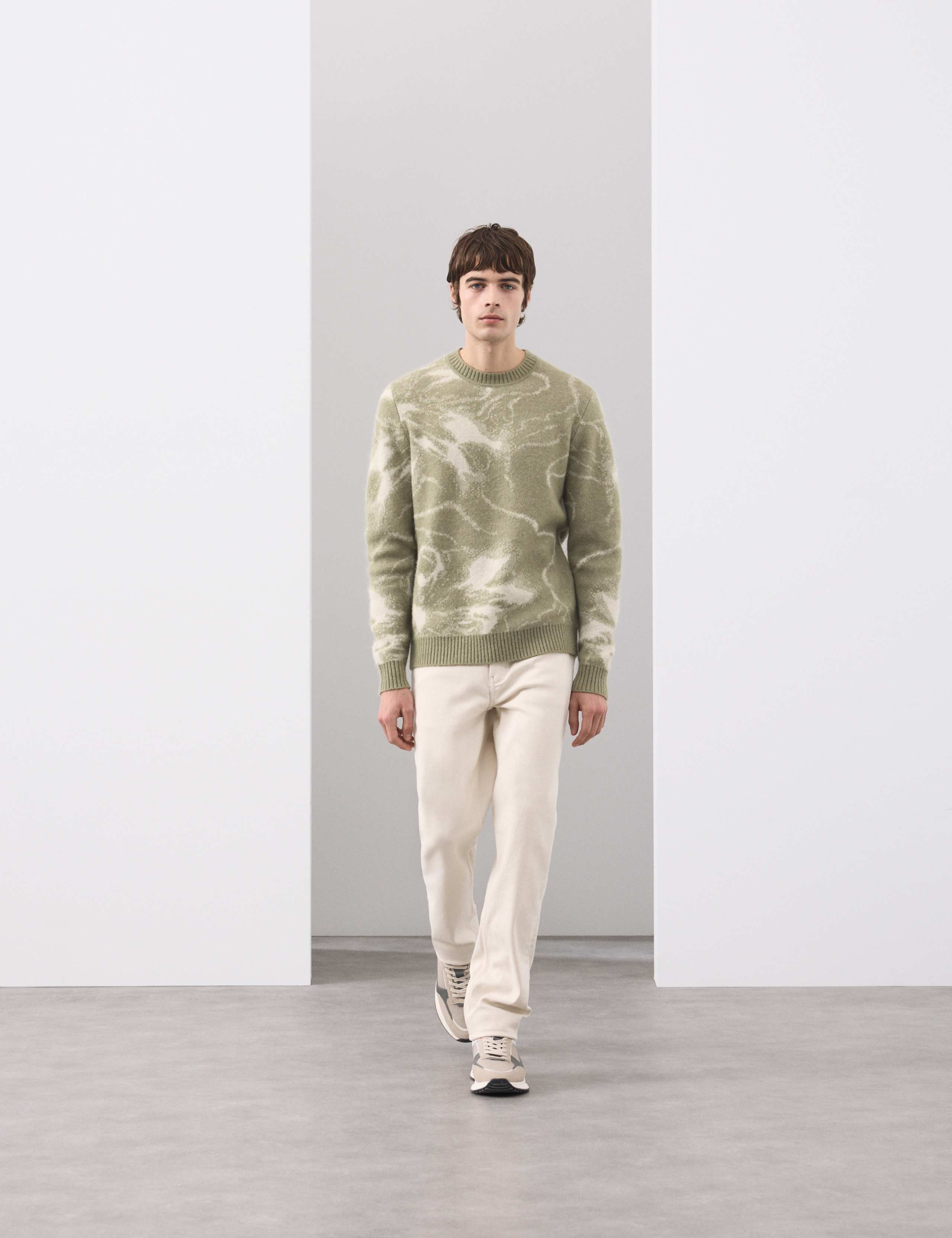 Merino Mohair Blend Pattern Crew Neck Jumper 3 of 6