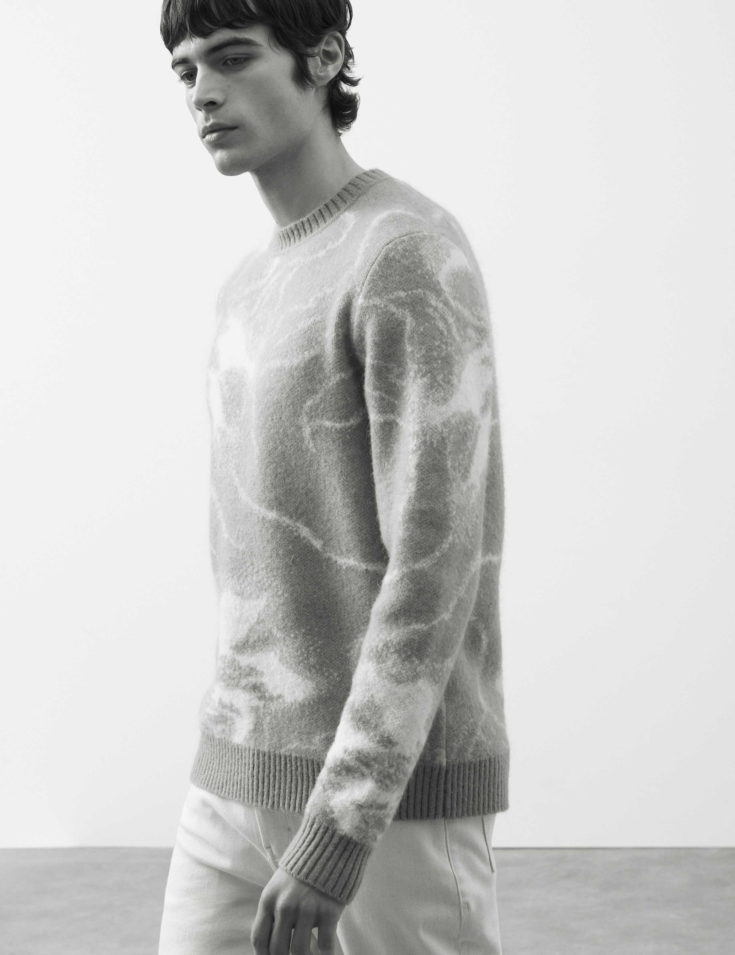 Merino Mohair Blend Pattern Crew Neck Jumper 6 of 6