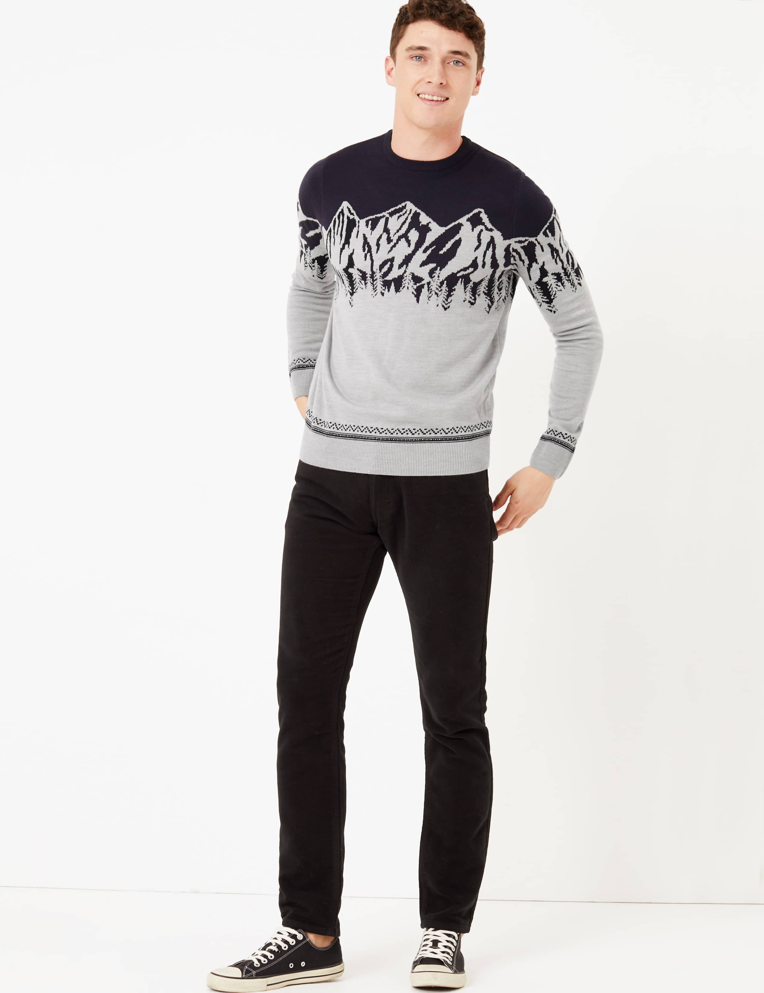 Christmas Mountain Scene Design Crew Neck Jumper 1 of 4