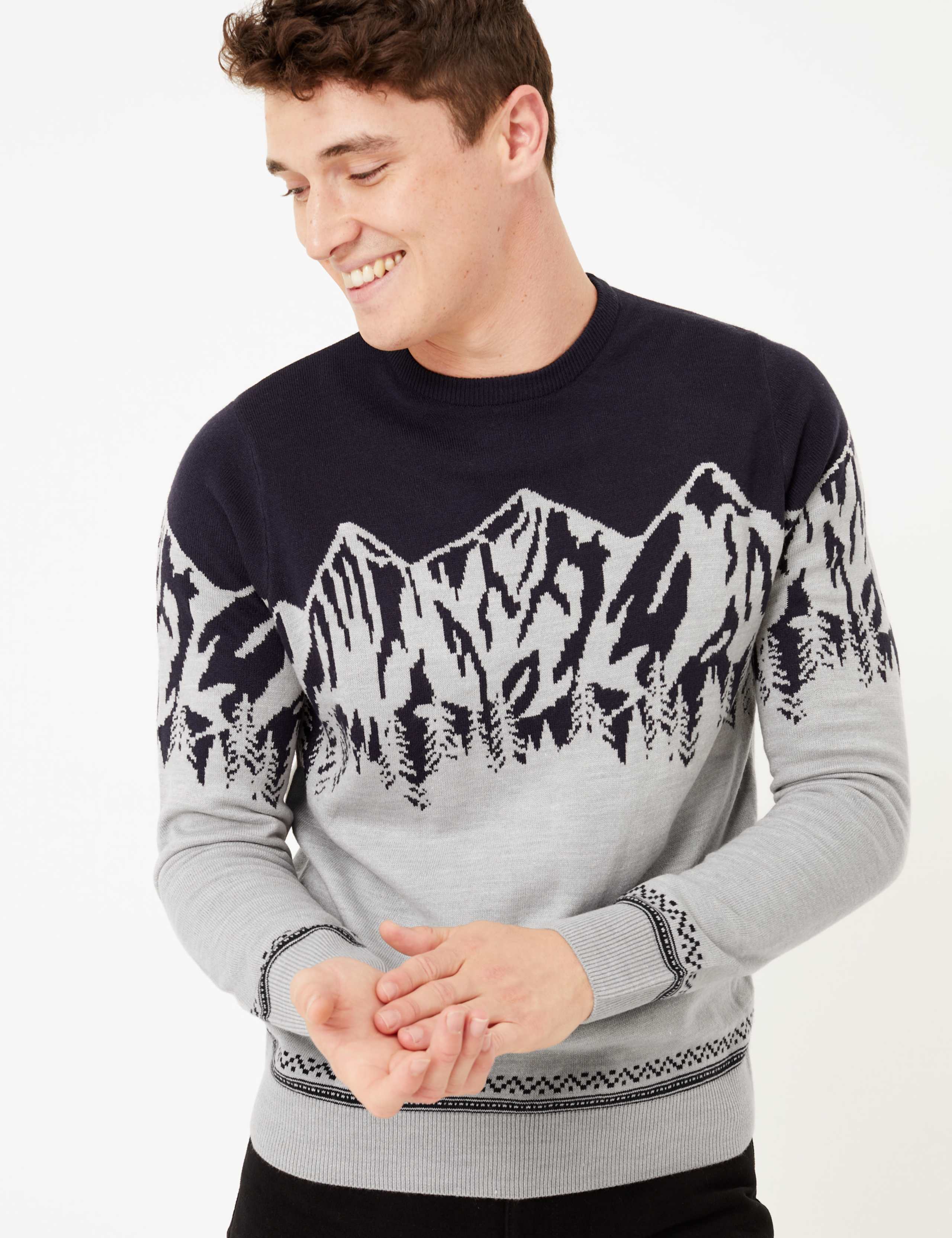 Christmas Mountain Scene Design Crew Neck Jumper 3 of 4
