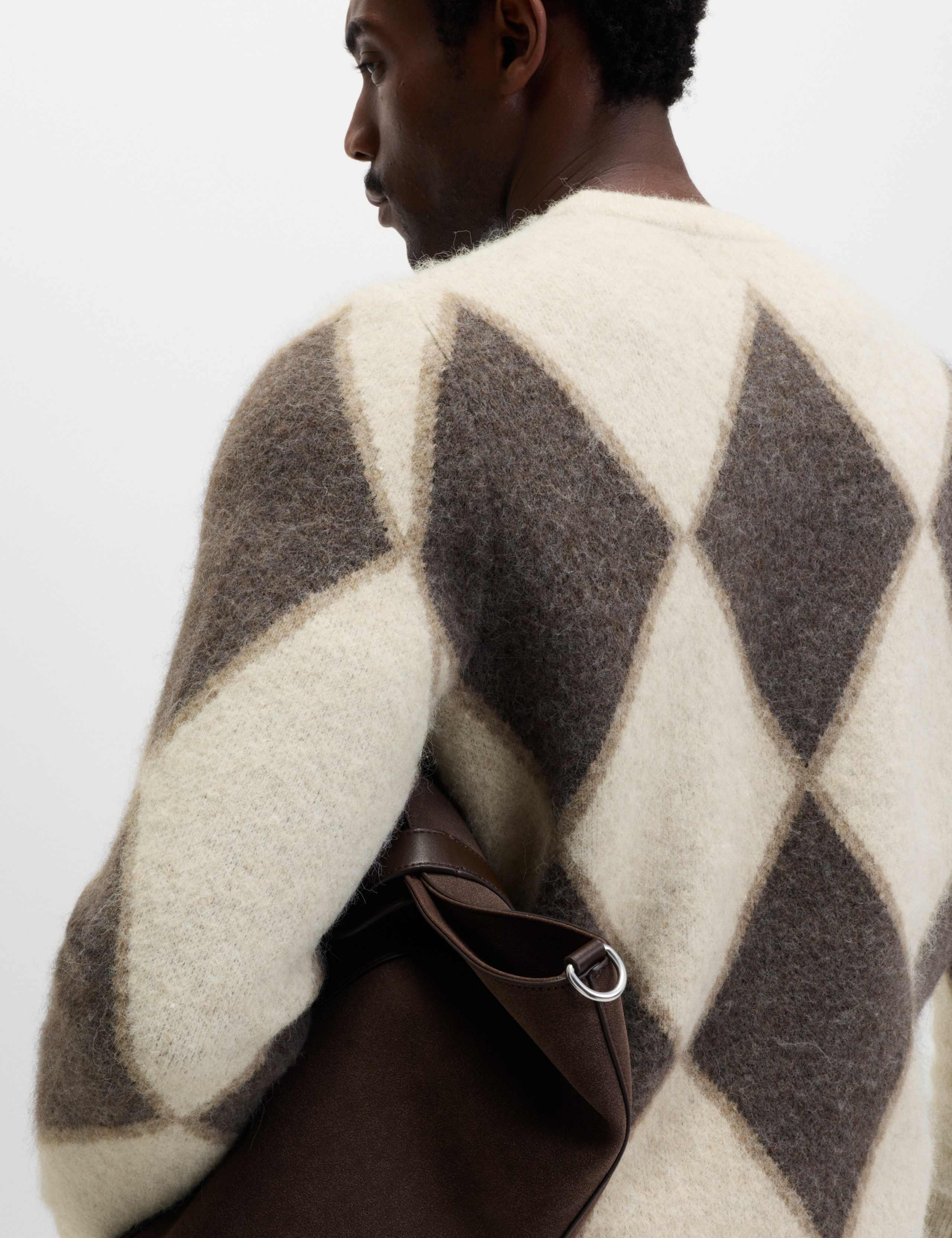 Argyle Hazy Knit Crew Neck Jumper with Wool 5 of 6