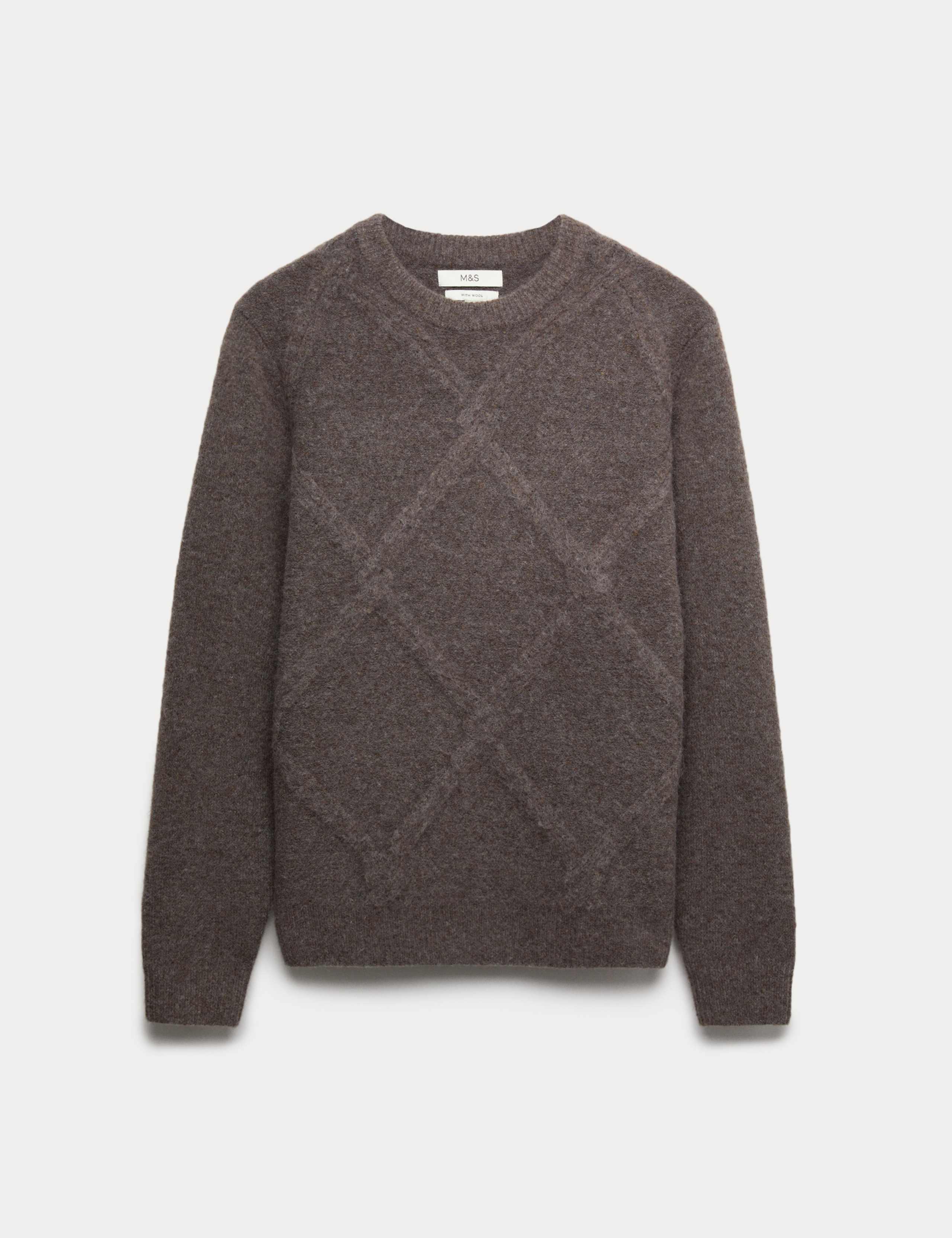 Cable Argyle Hazy Knit Crew Neck Jumper 2 of 6