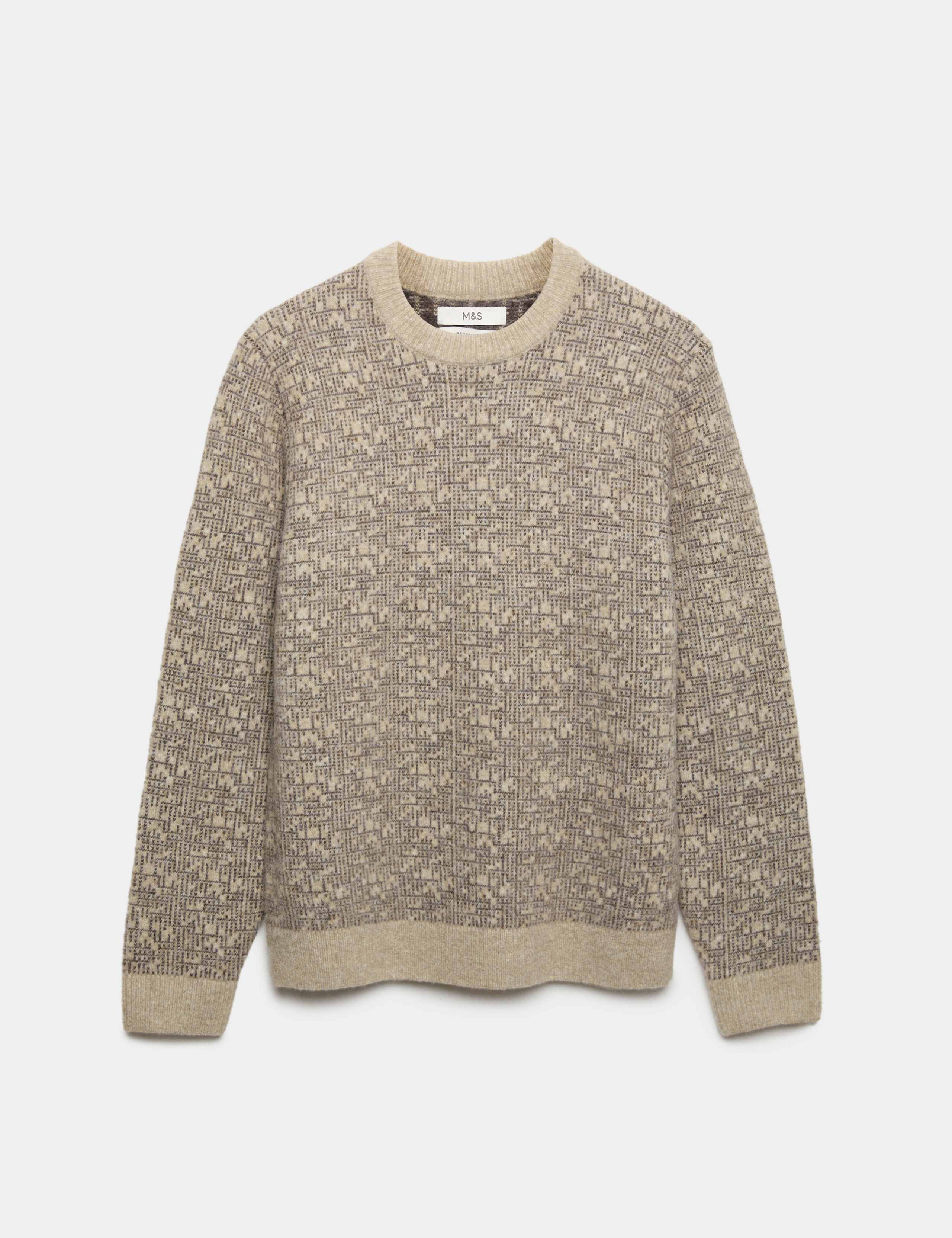 Lofty Patterned Crew Neck Jumper with Wool 2 of 6