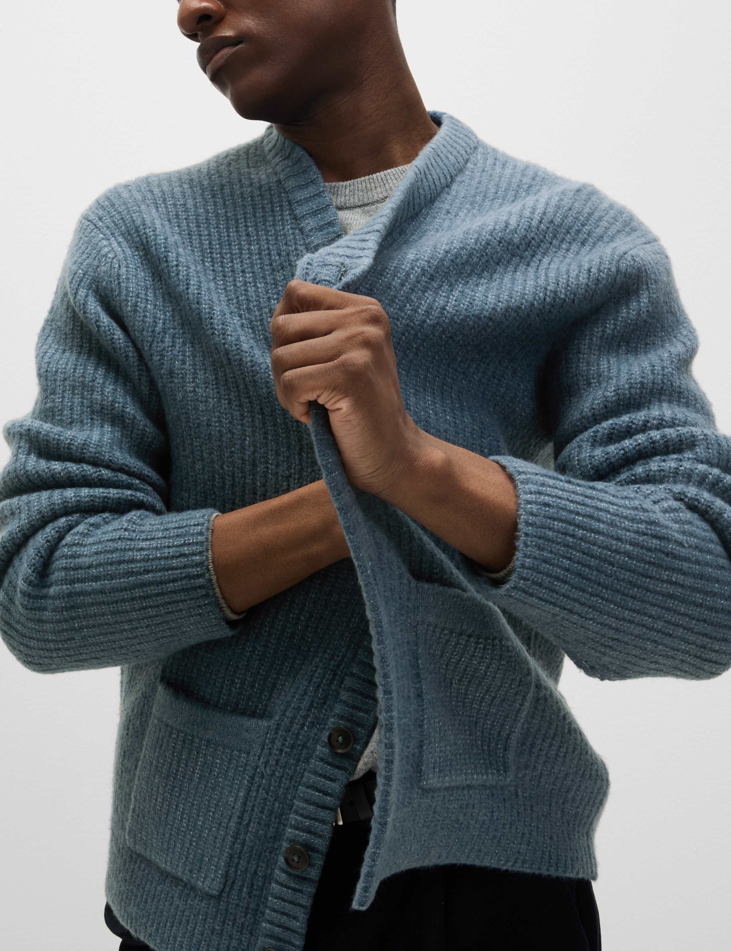 Supersoft Ribbed V-Neck Cardigan with Wool 4 of 8