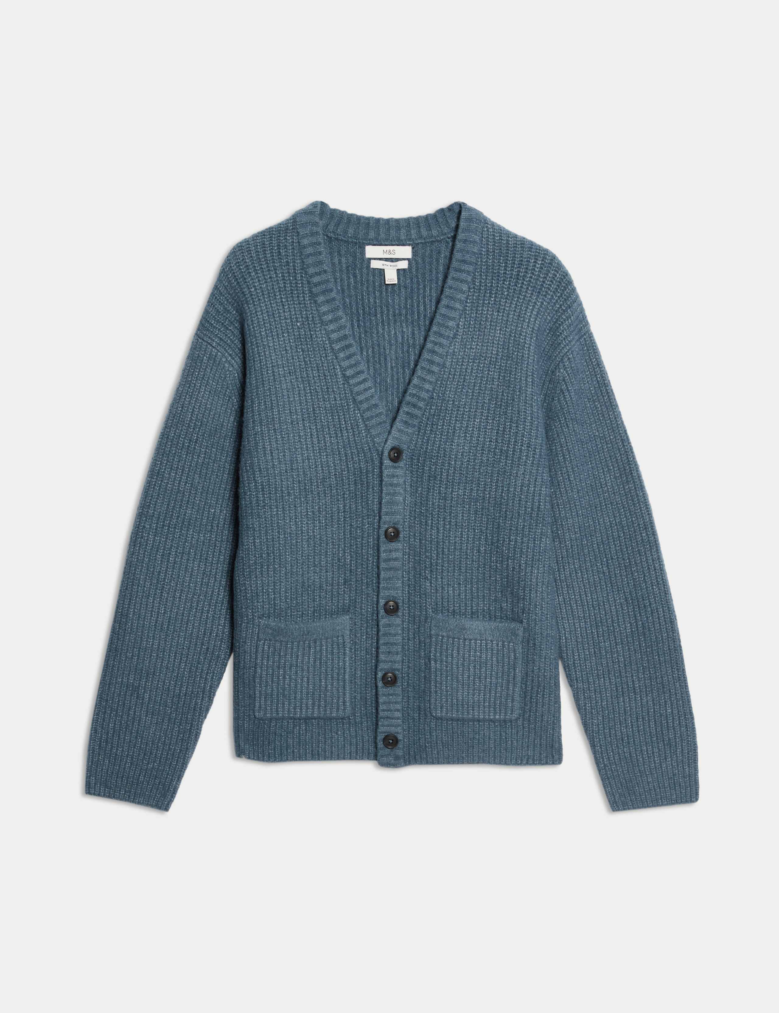 Supersoft Ribbed V-Neck Cardigan with Wool 2 of 8