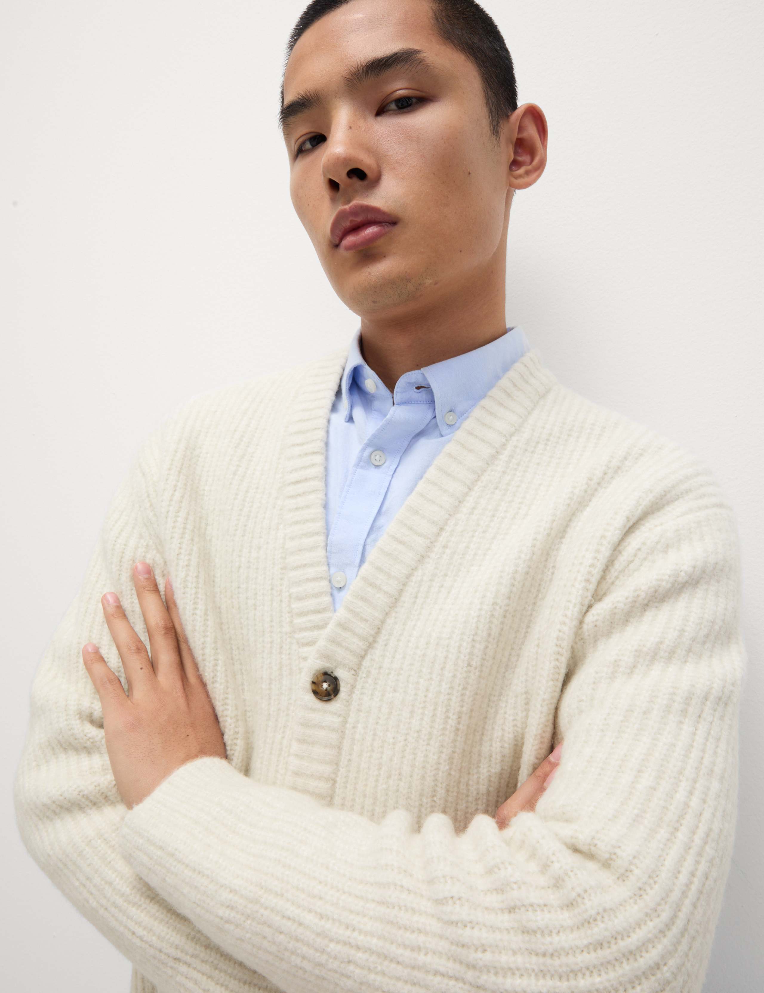 Supersoft Ribbed V-Neck Cardigan with Wool 3 of 7