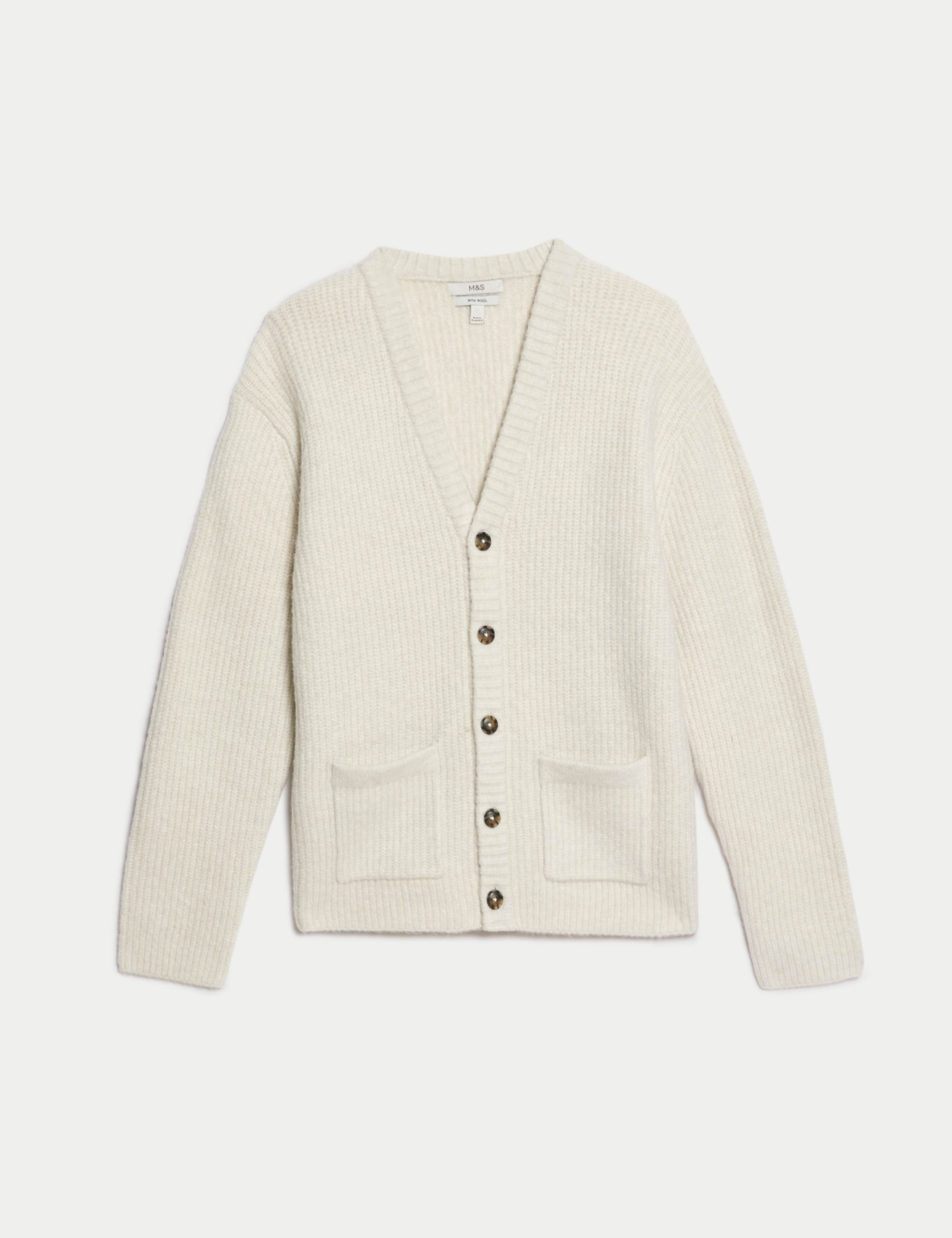 Supersoft Ribbed V-Neck Cardigan with Wool 2 of 7