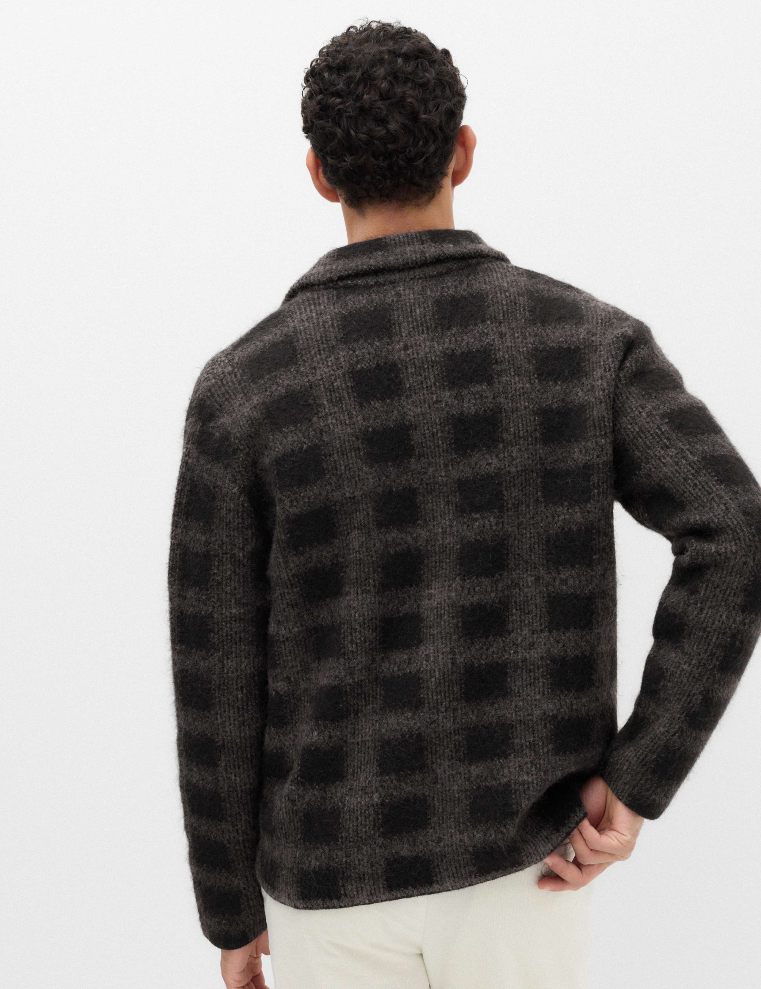 Checked Button Through Knitted Jacket 5 of 7