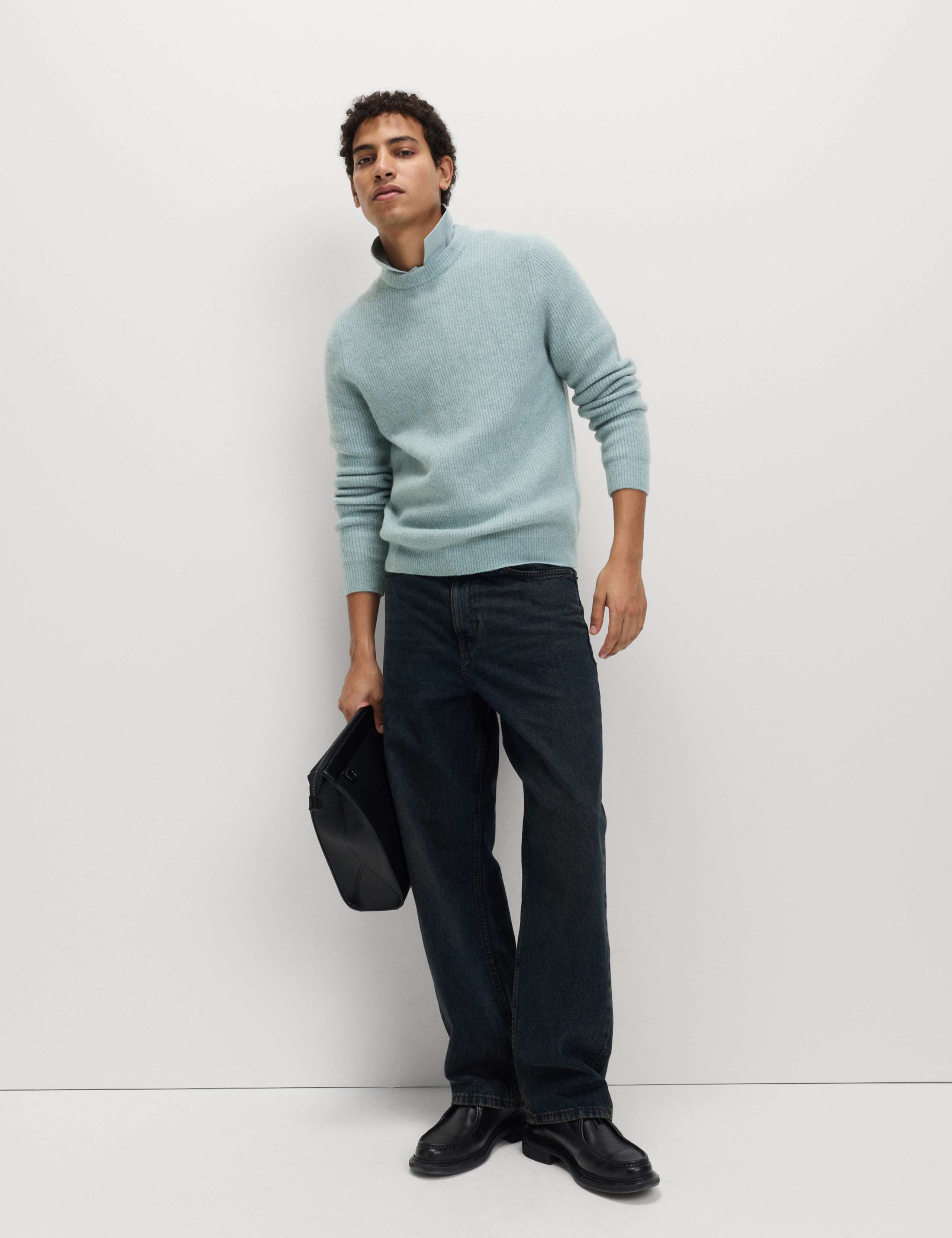 Supersoft Ribbed Crew Neck Jumper with Wool 3 of 6