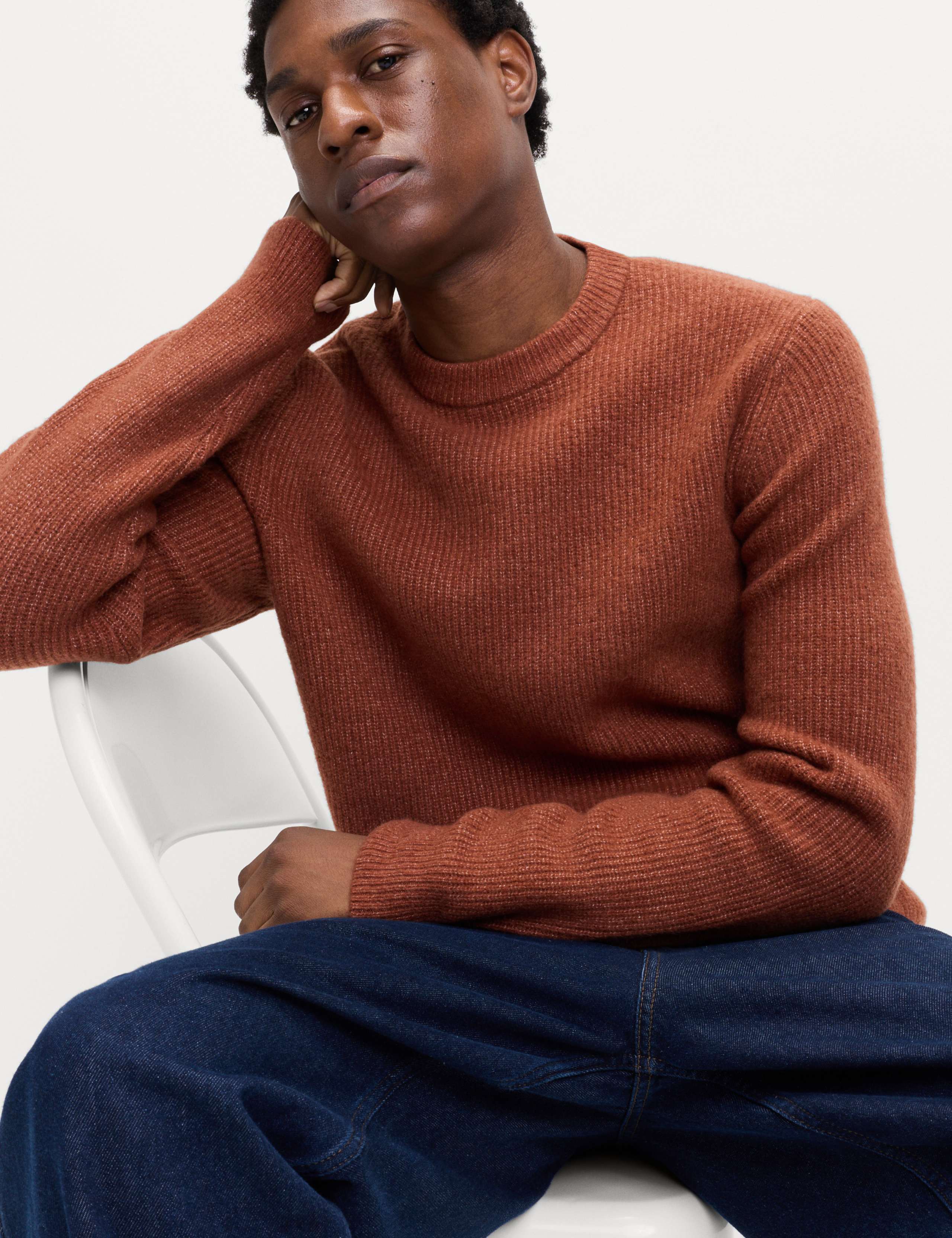 Supersoft Ribbed Crew Neck Jumper with Wool 1 of 6