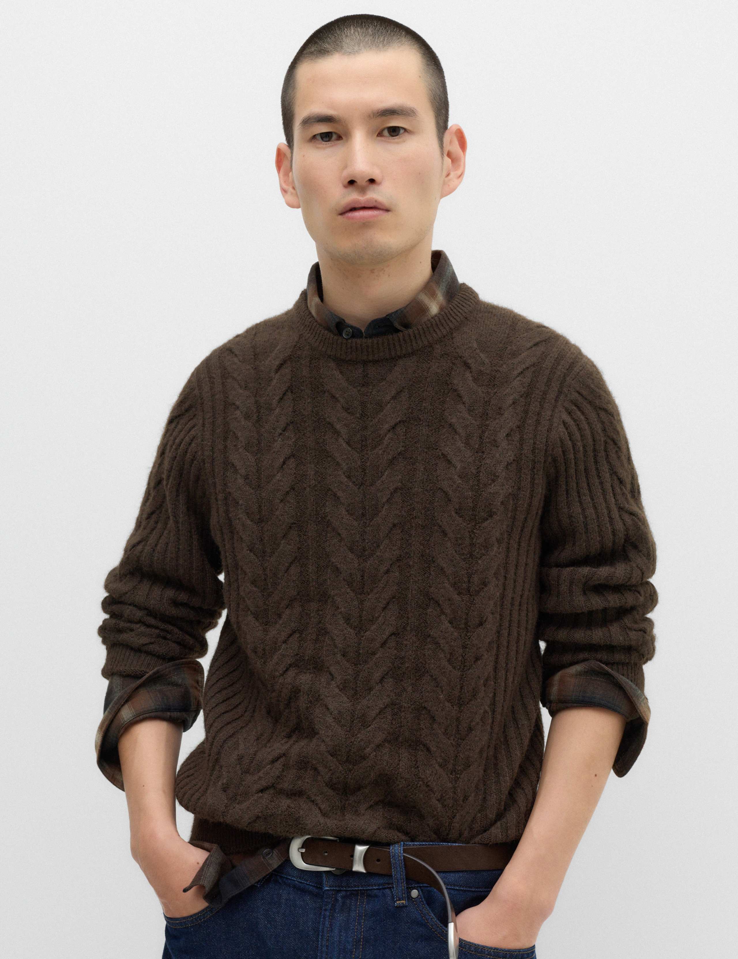 Cable Knit Crew Neck Jumper 1 of 8