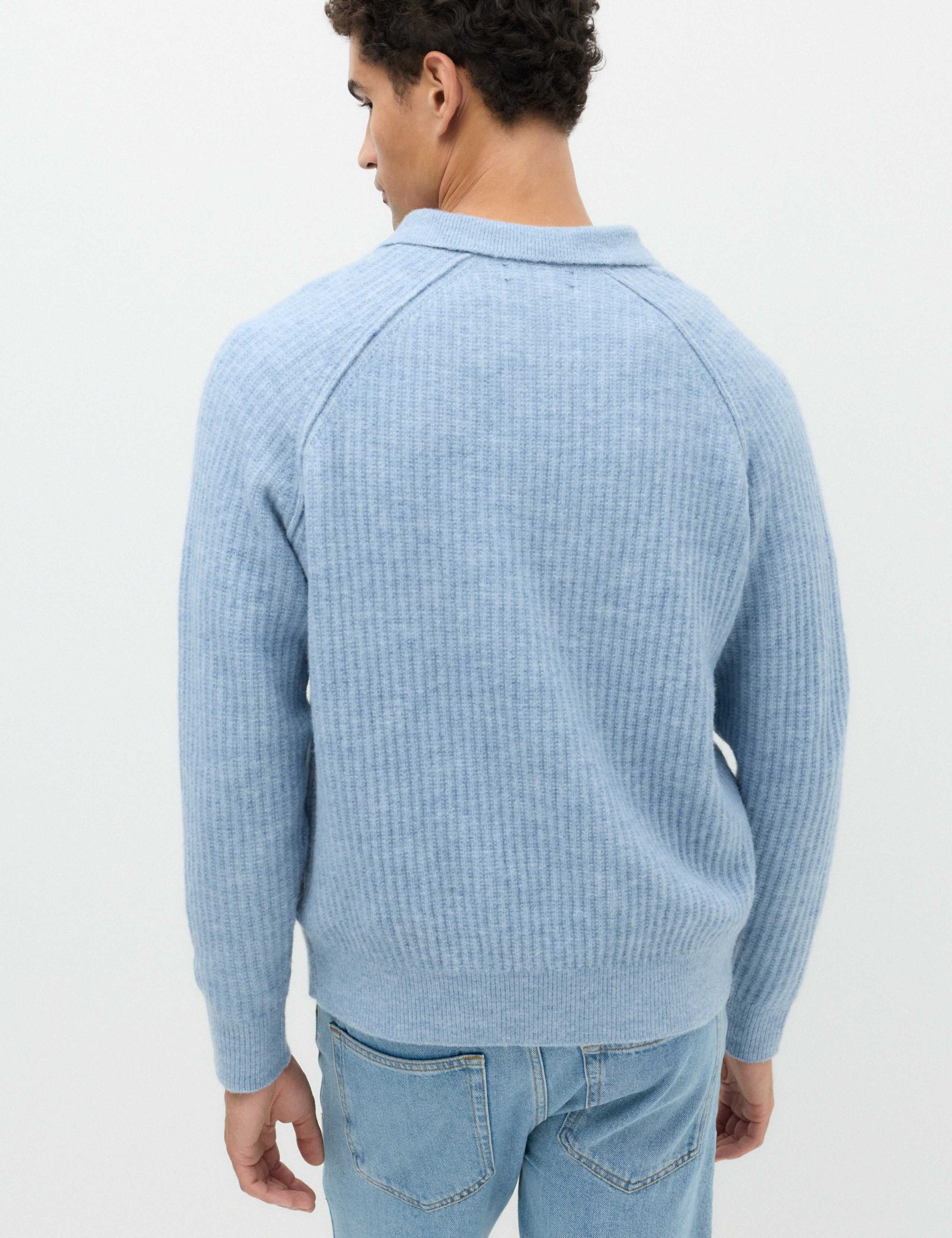 Lofty Ribbed Buttoned Knitted Polo Shirt 4 of 6