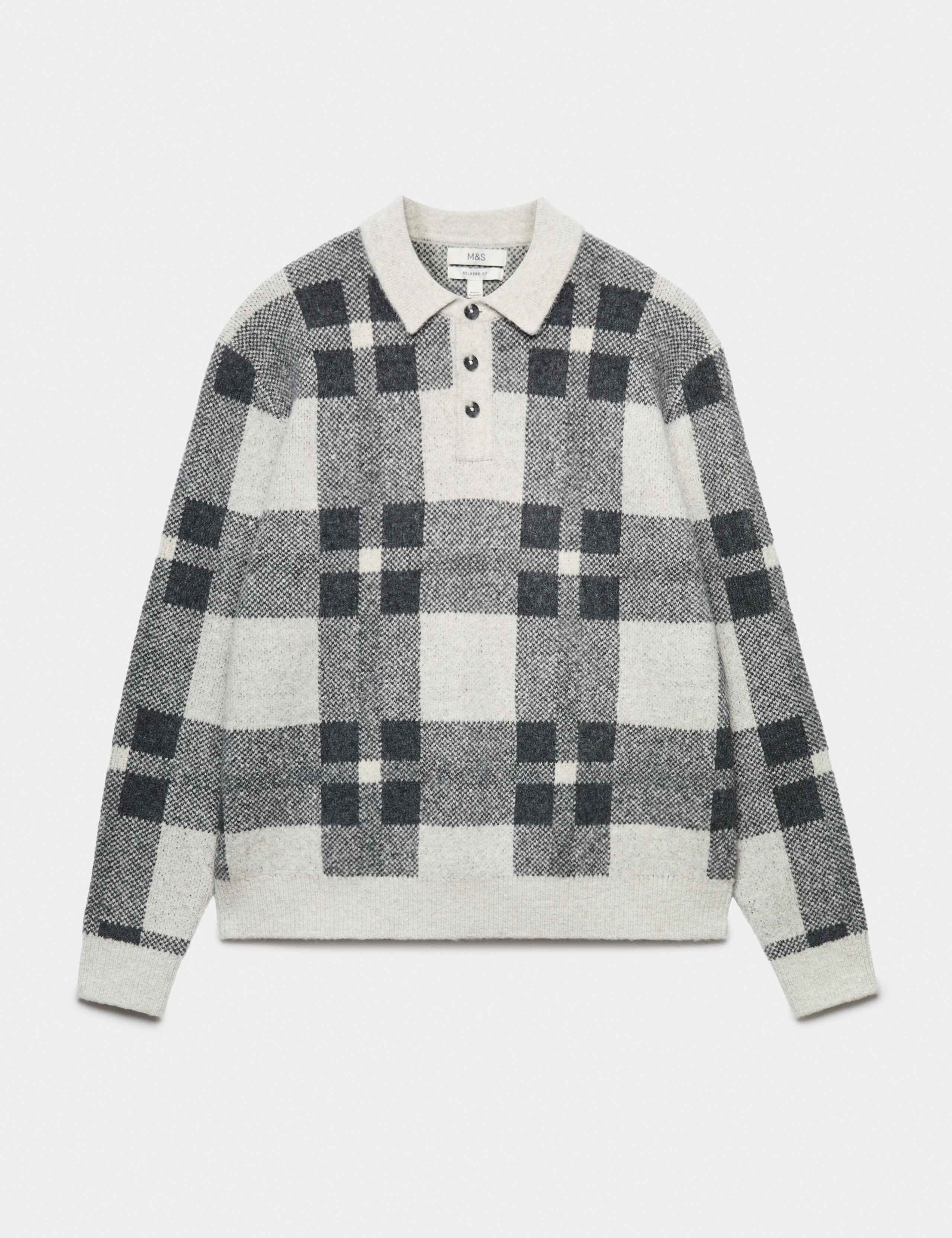 Regular Fit Check Jumper with Wool 2 of 6
