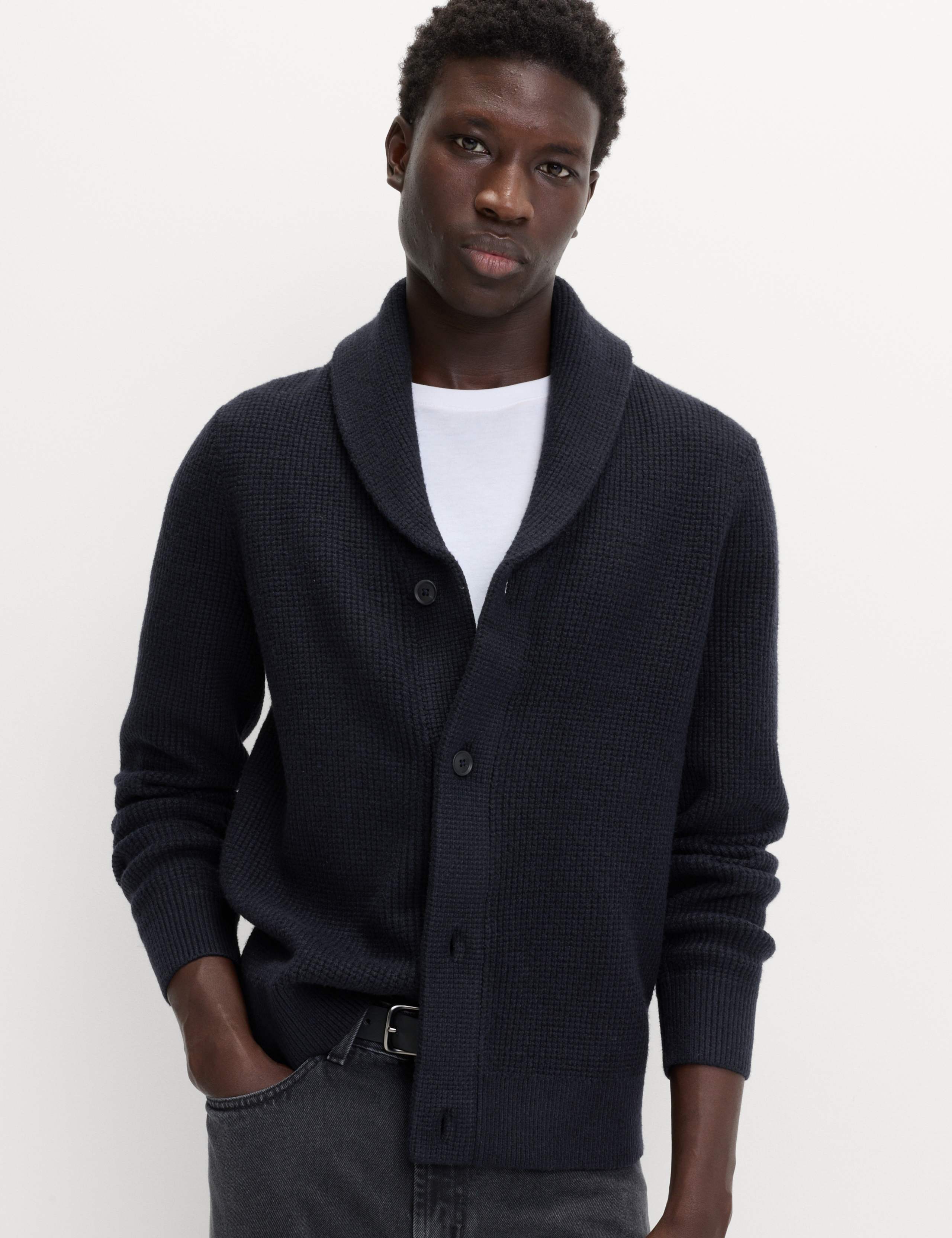 Air Yarn Textured Shawl Collar Cardigan 6 of 6
