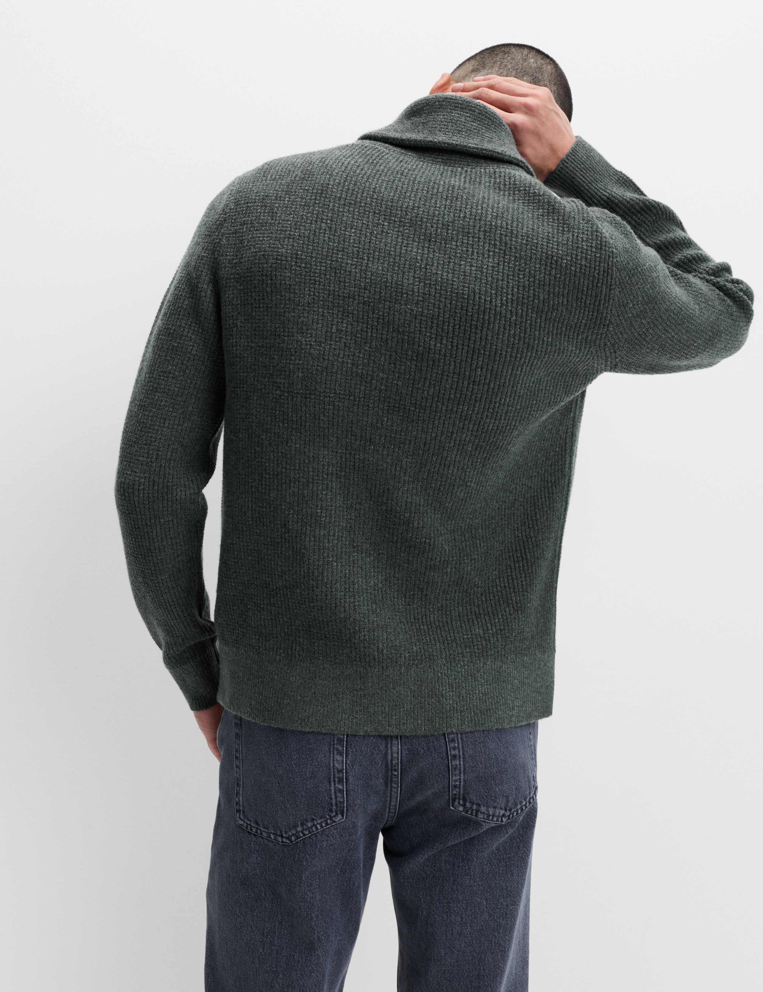 Air-Yarn Waffle Knit Shawl Neck Cardigan 6 of 6