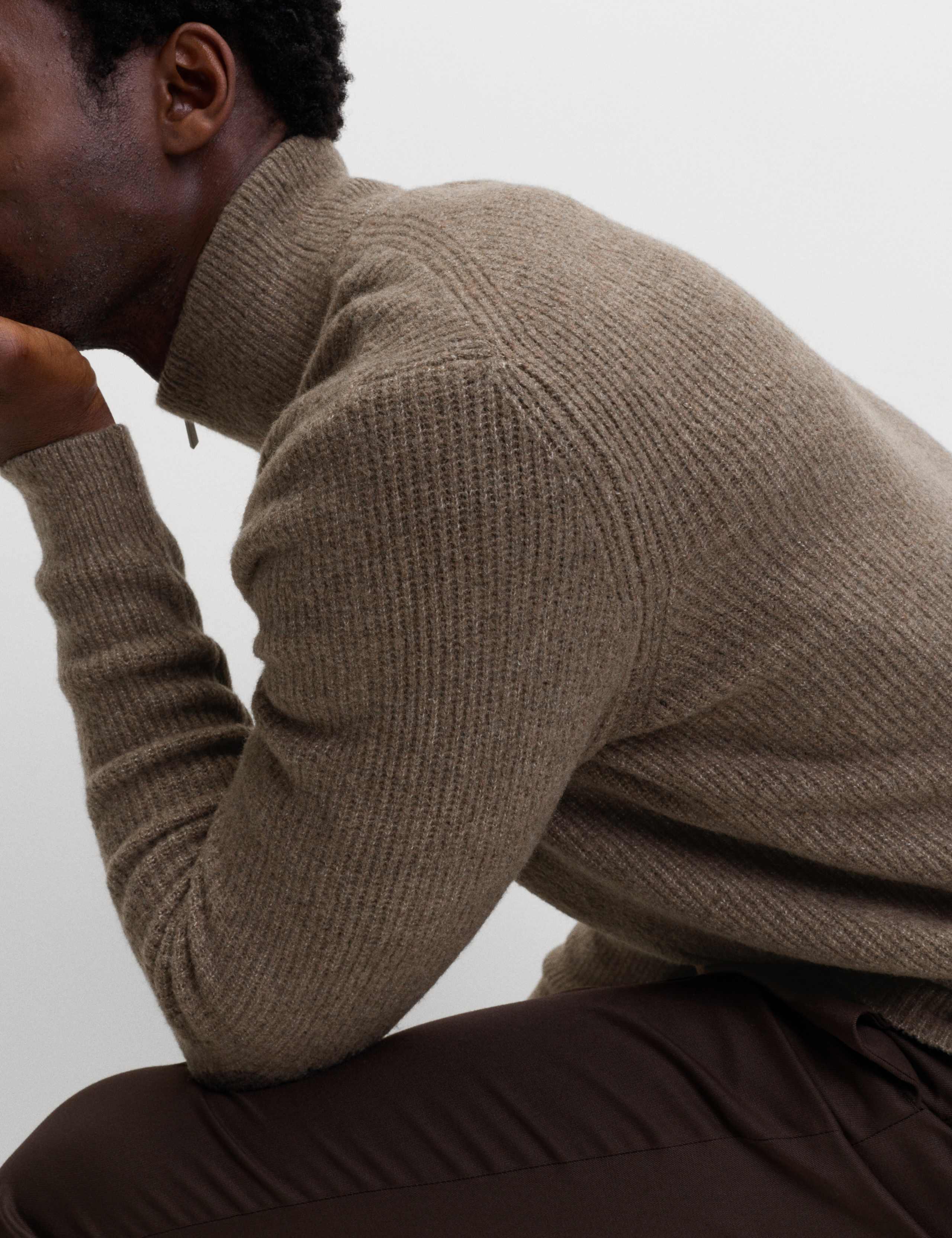 Supersoft Ribbed Half zip Jumper with Wool 3 of 6