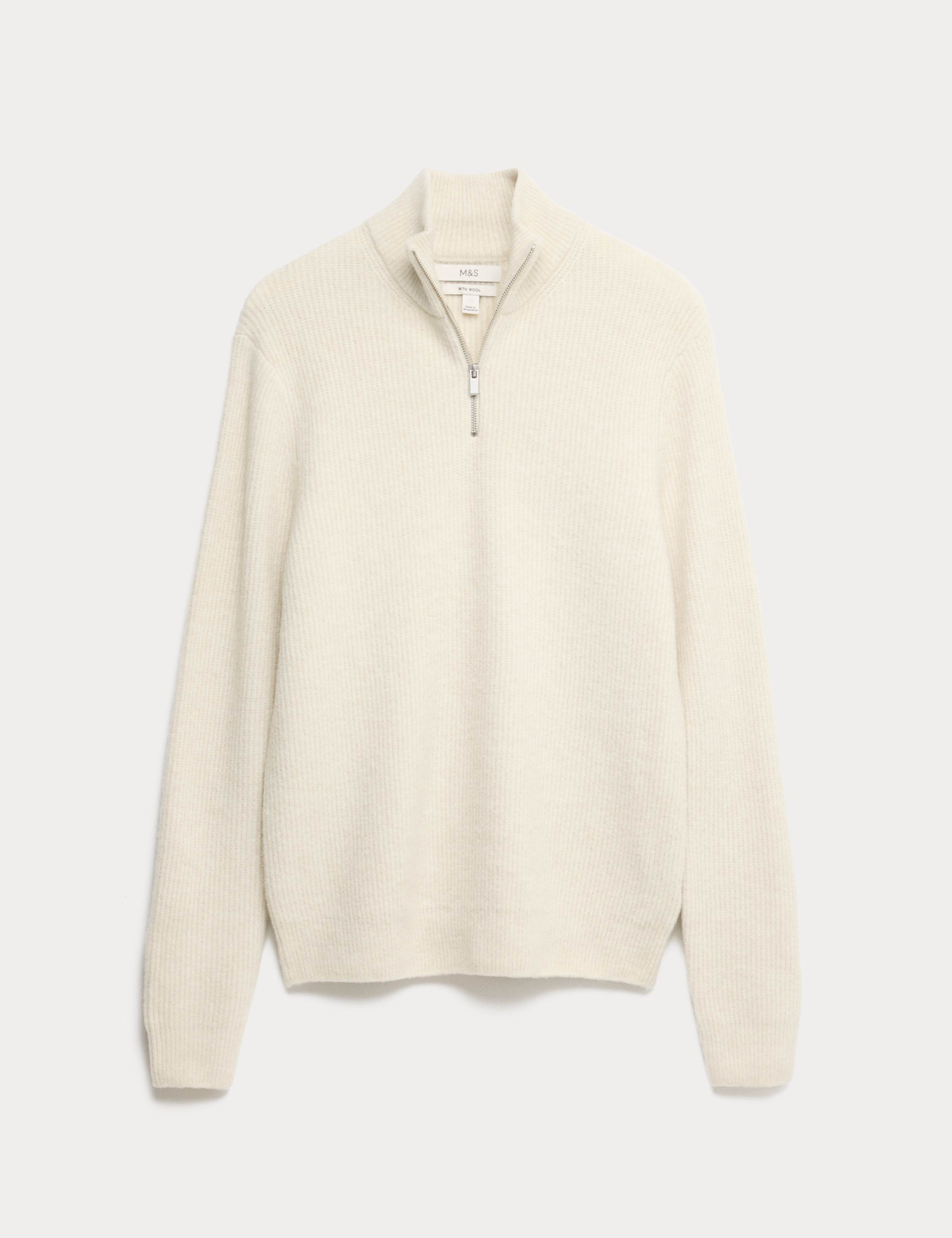 Supersoft Ribbed Half zip Jumper with Wool 2 of 5