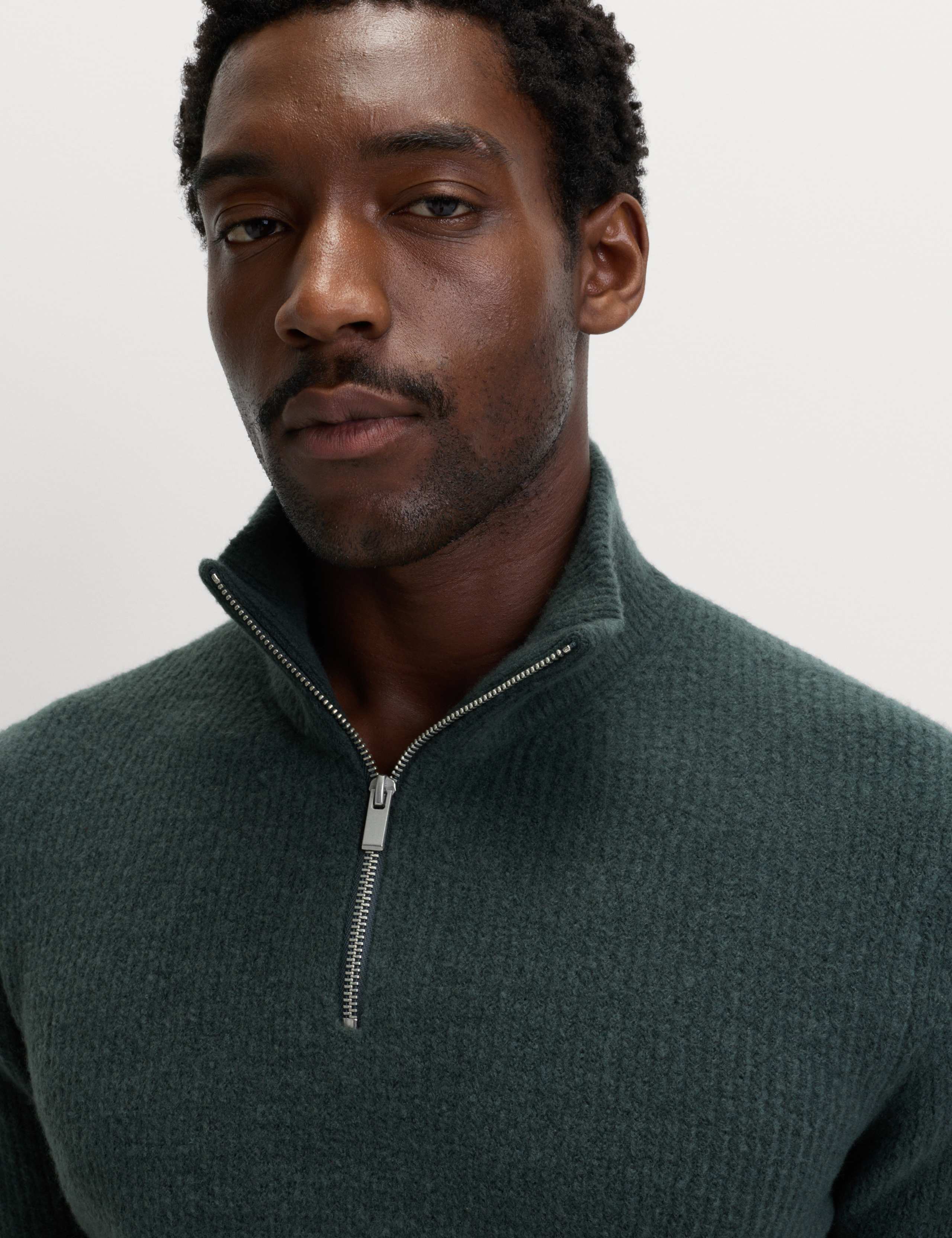 Supersoft Ribbed Half zip Jumper with Wool 1 of 5