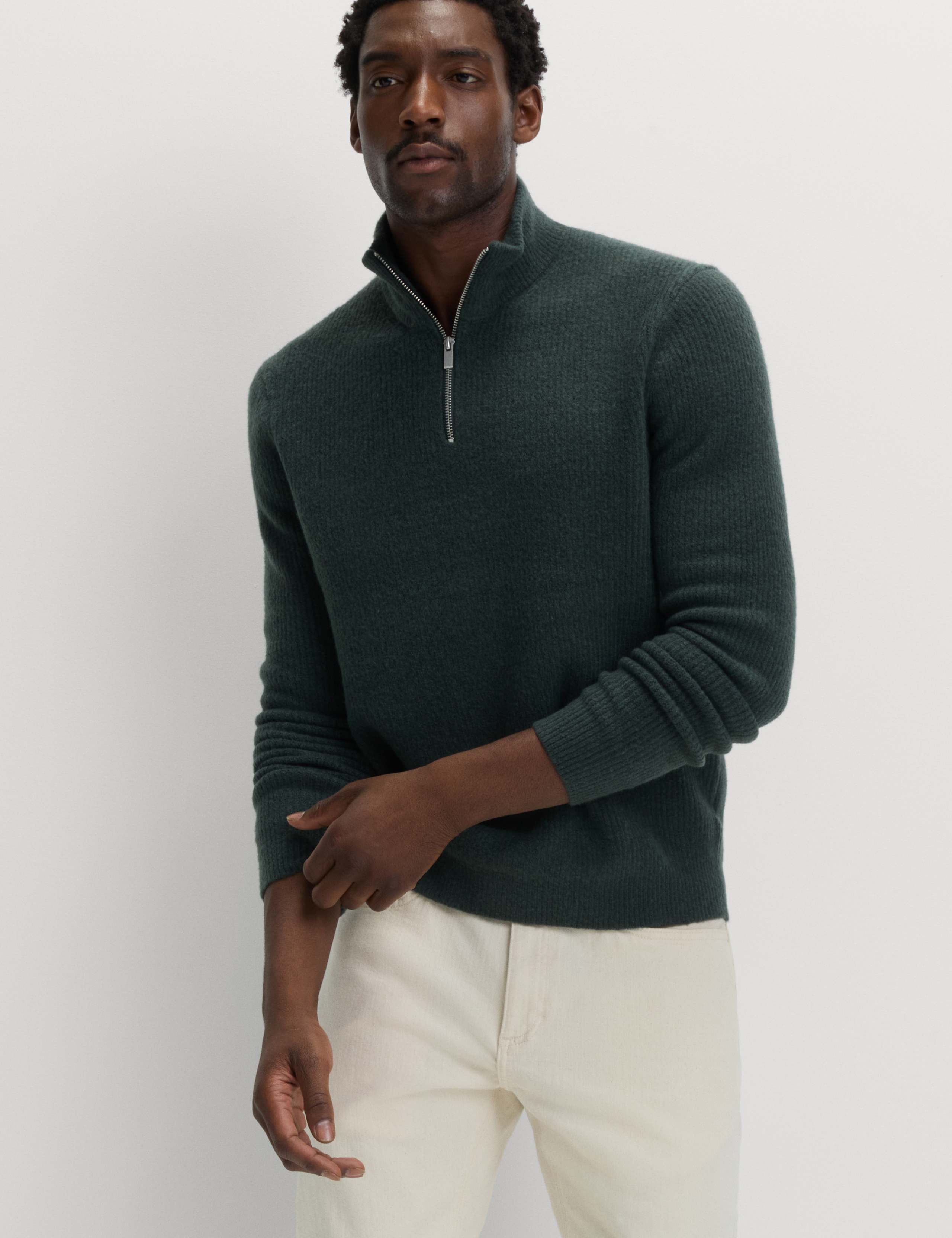 Supersoft Ribbed Half zip Jumper with Wool 4 of 5