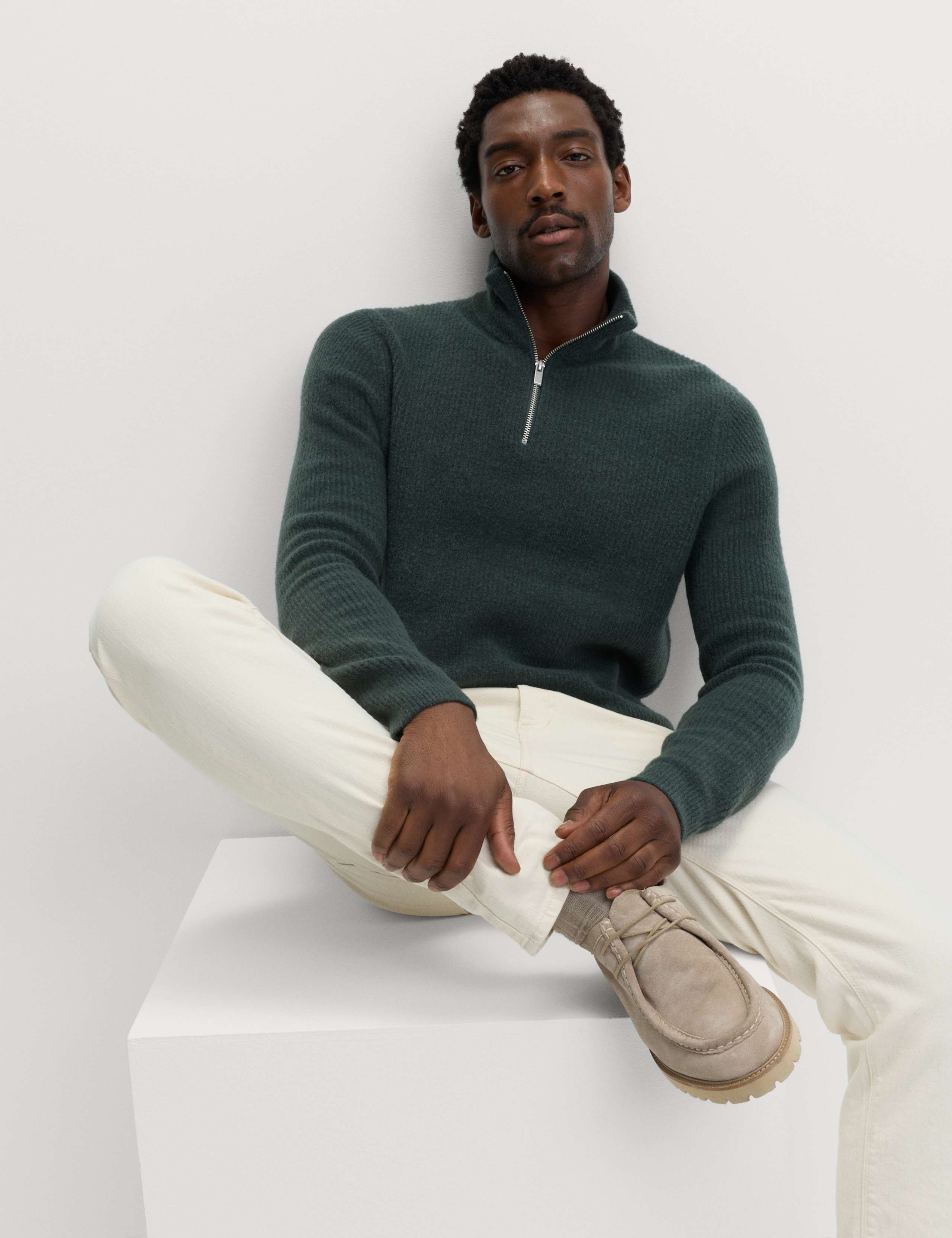 Supersoft Ribbed Half zip Jumper with Wool 5 of 5