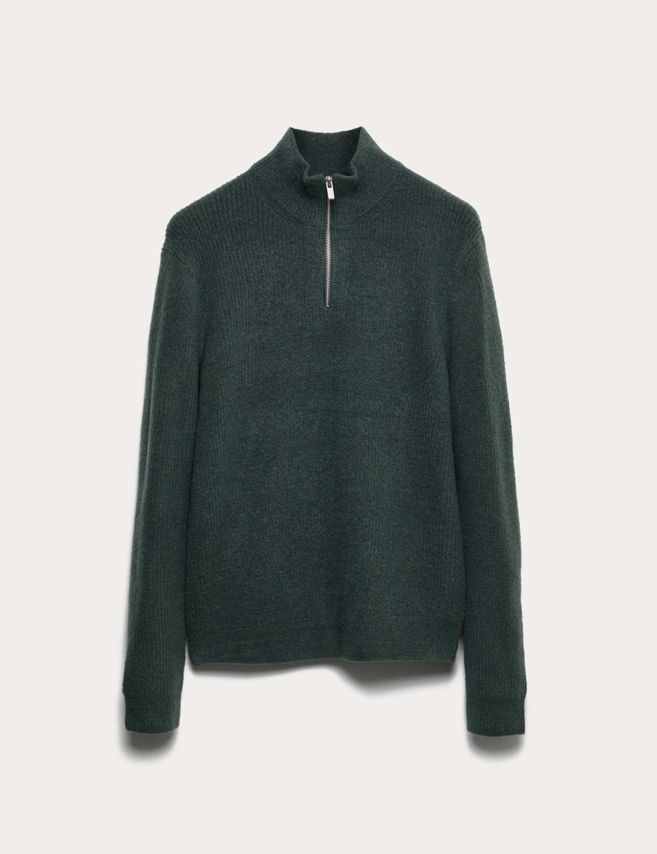 Supersoft Ribbed Half zip Jumper with Wool 2 of 5