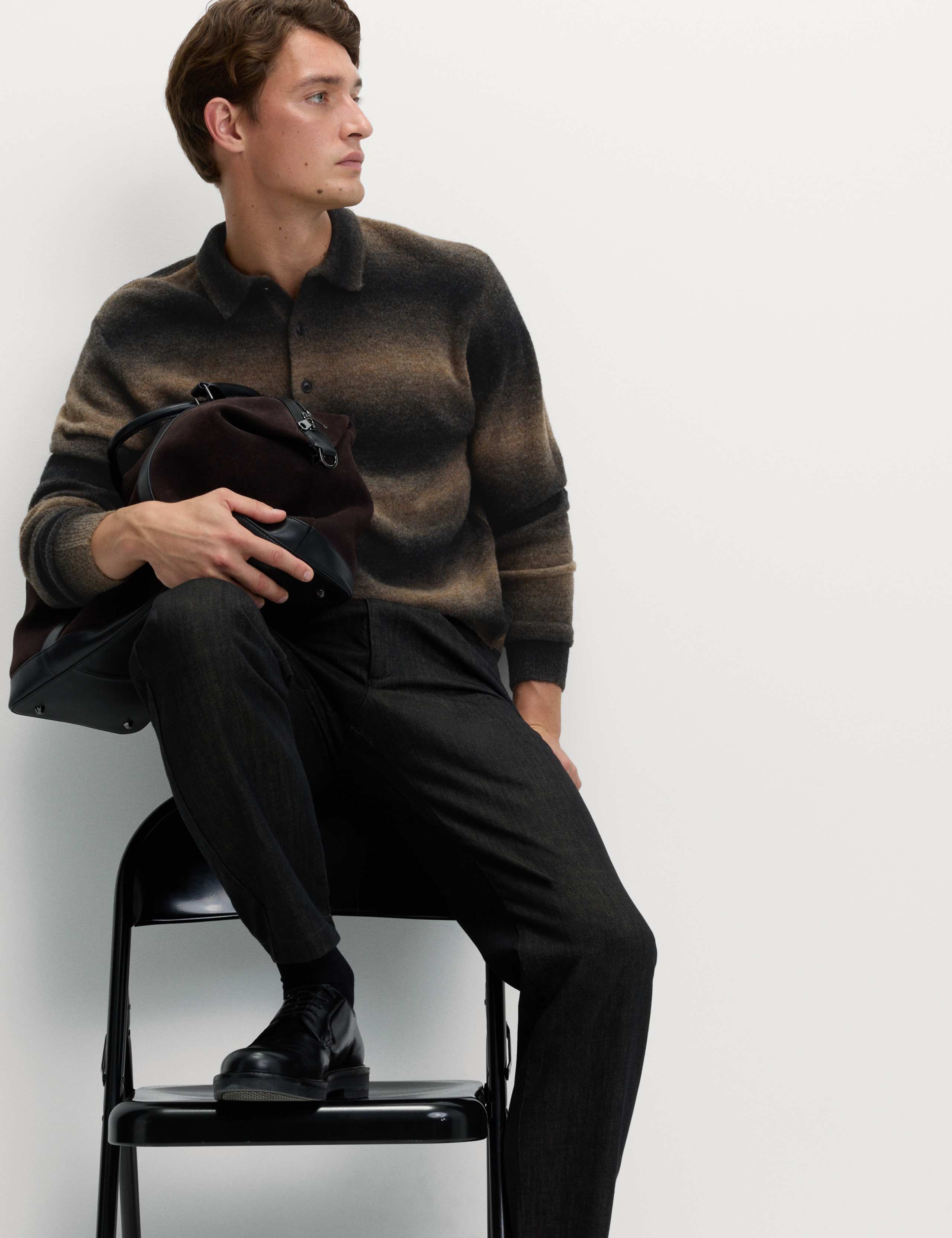 Supersoft Striped Polo Jumper with Wool 5 of 5