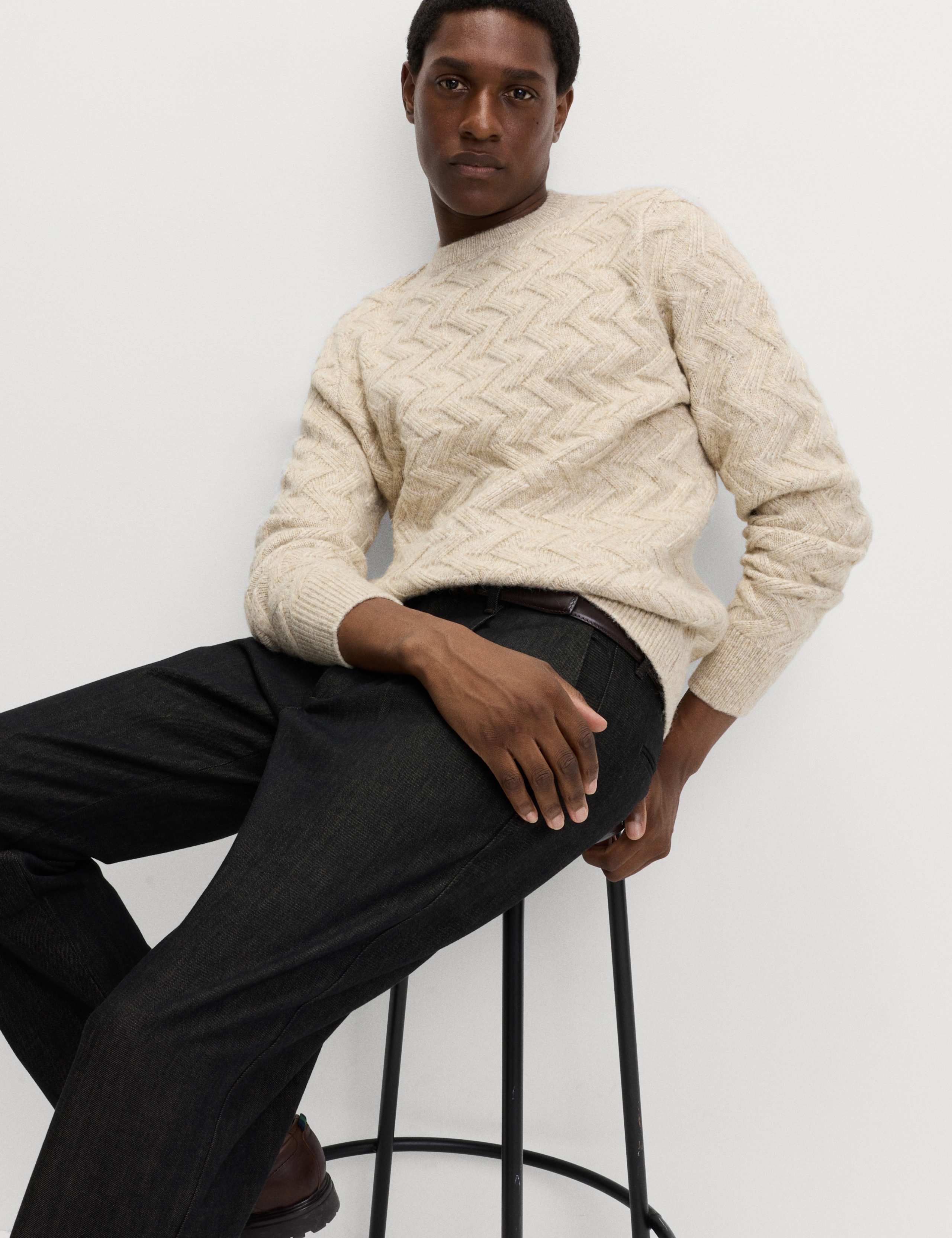 Textured Chevron Hazy Crew Neck Jumper 1 of 6