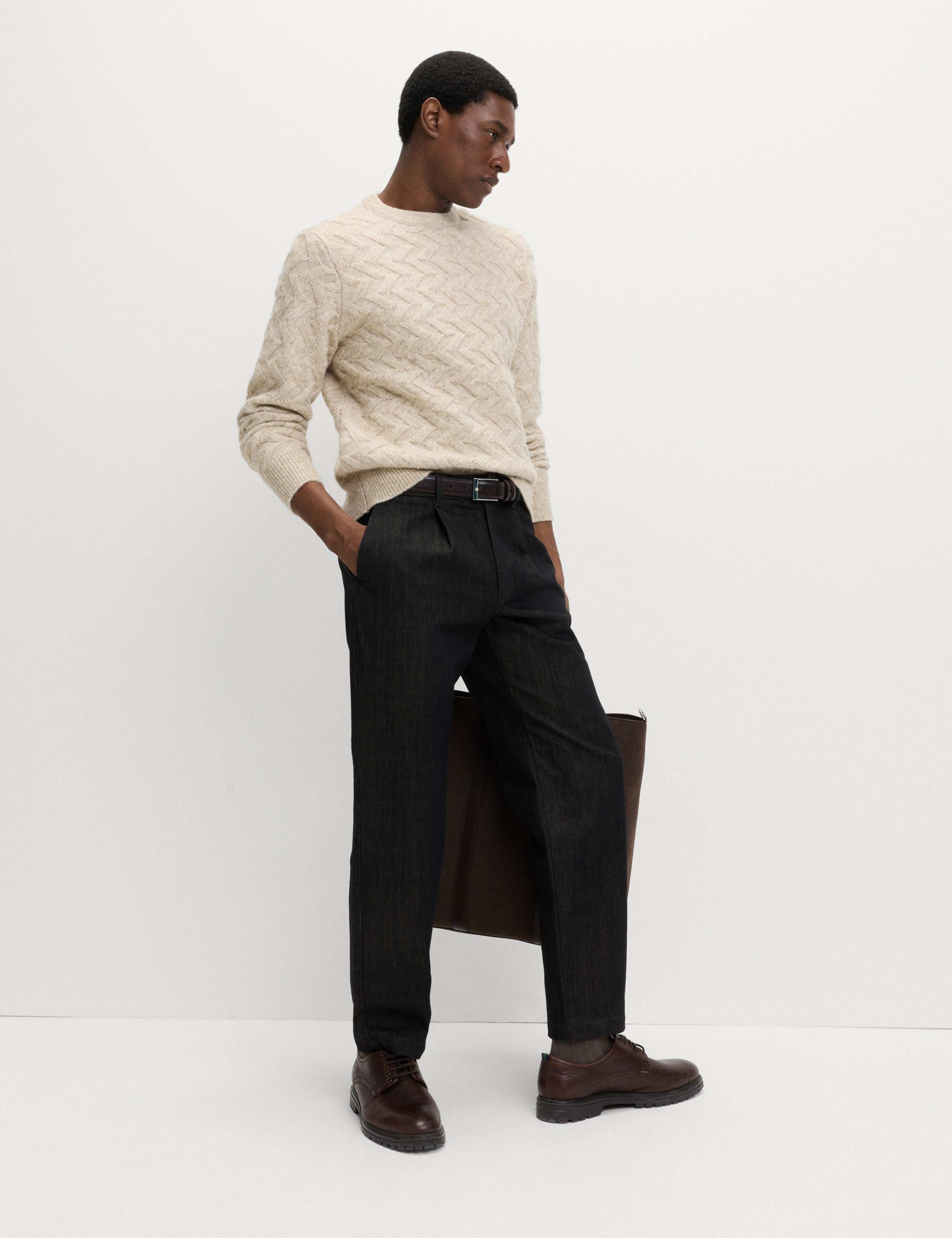 Textured Chevron Hazy Crew Neck Jumper 4 of 6