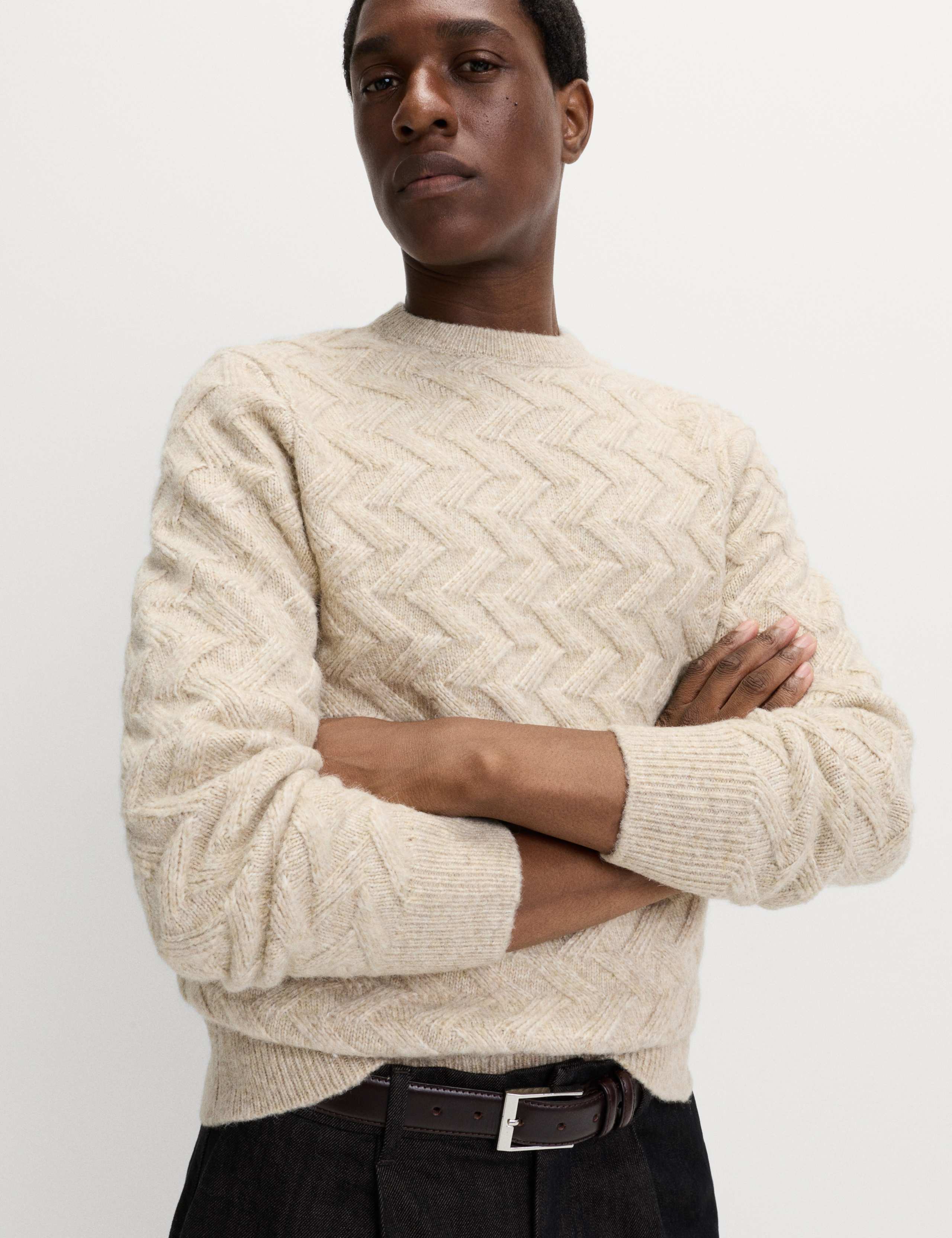 Textured Chevron Hazy Crew Neck Jumper 6 of 6