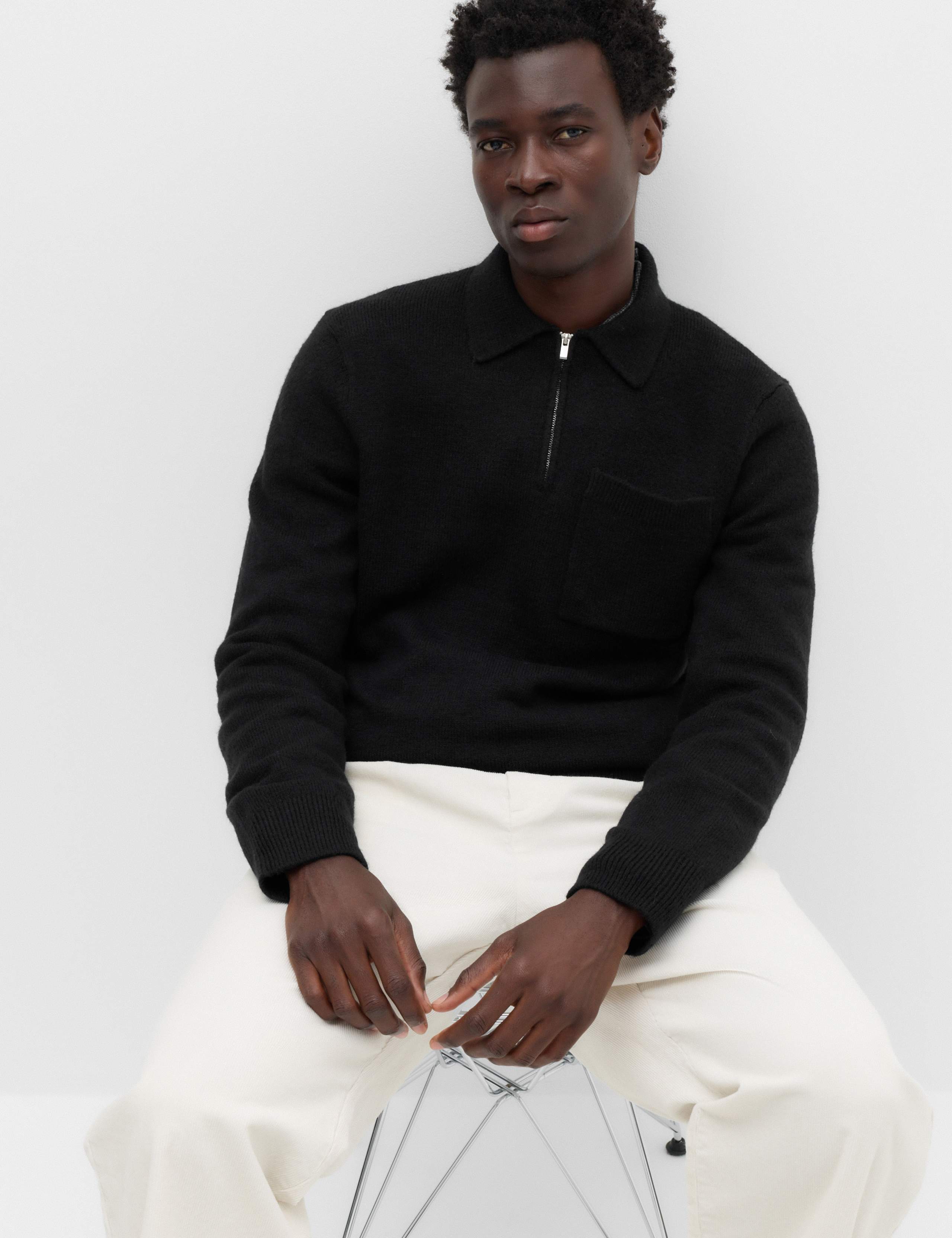 Supersoft Quarter Zip Knitted Polo Shirt 5 of 5