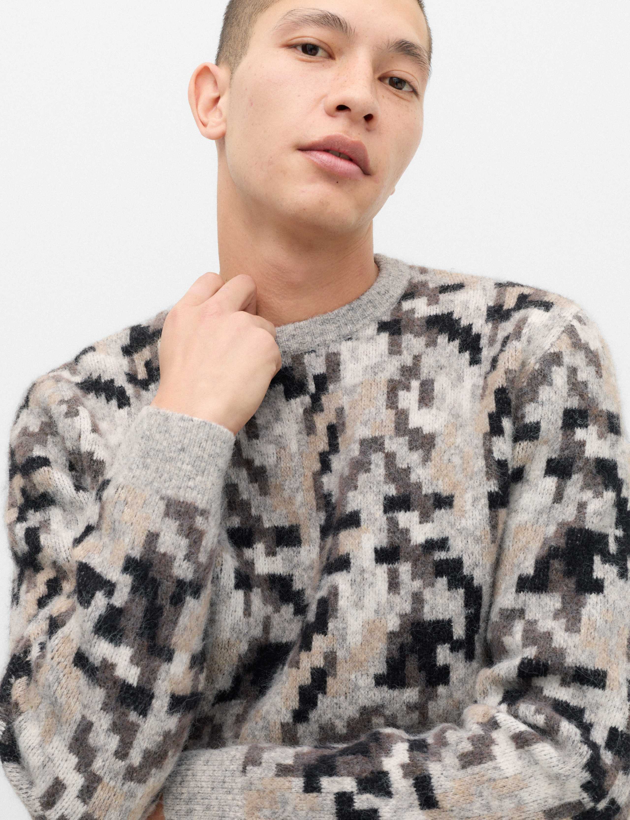 Regular Fit Checked Crew Neck Jumper 2 of 5