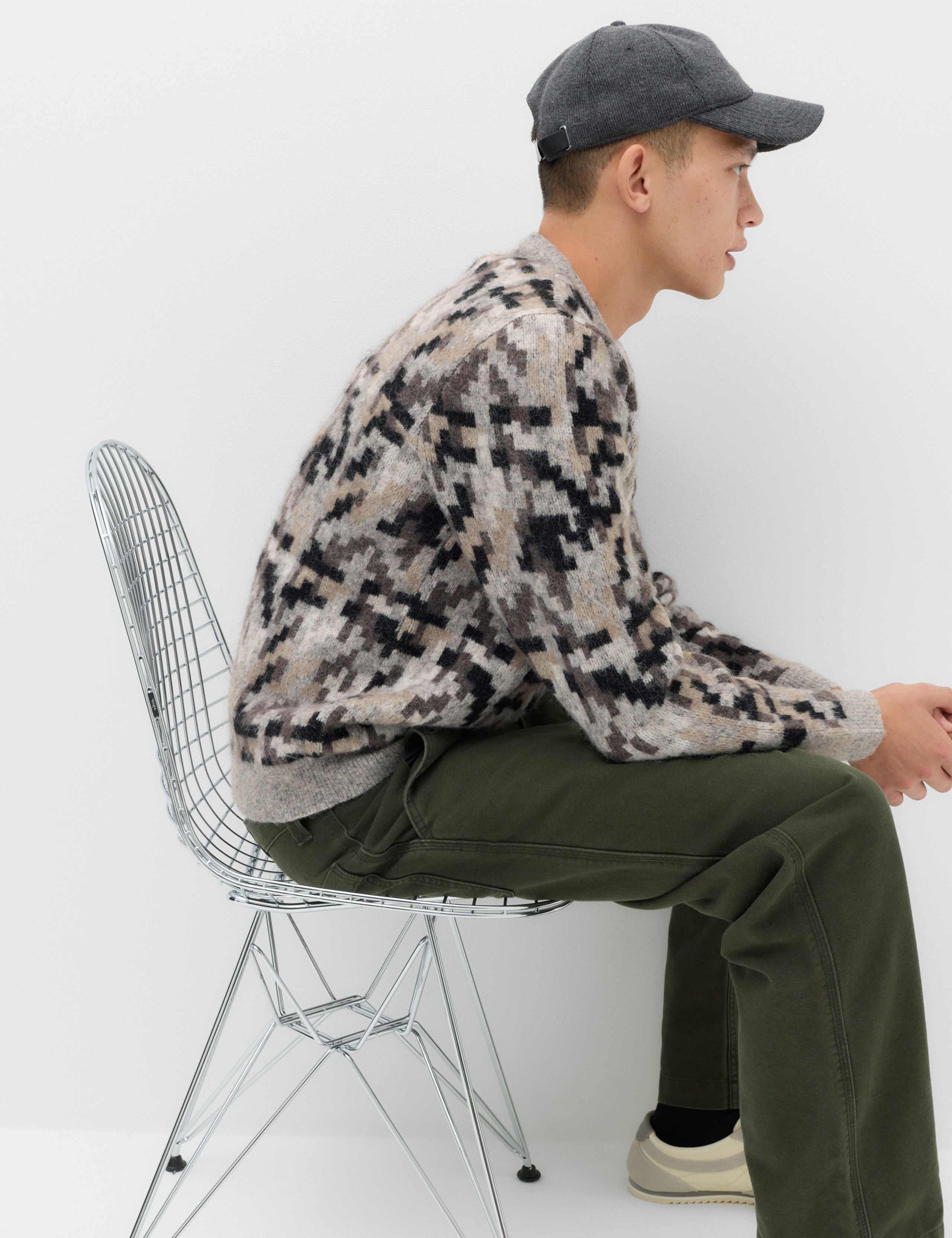 Regular Fit Checked Crew Neck Jumper 5 of 5
