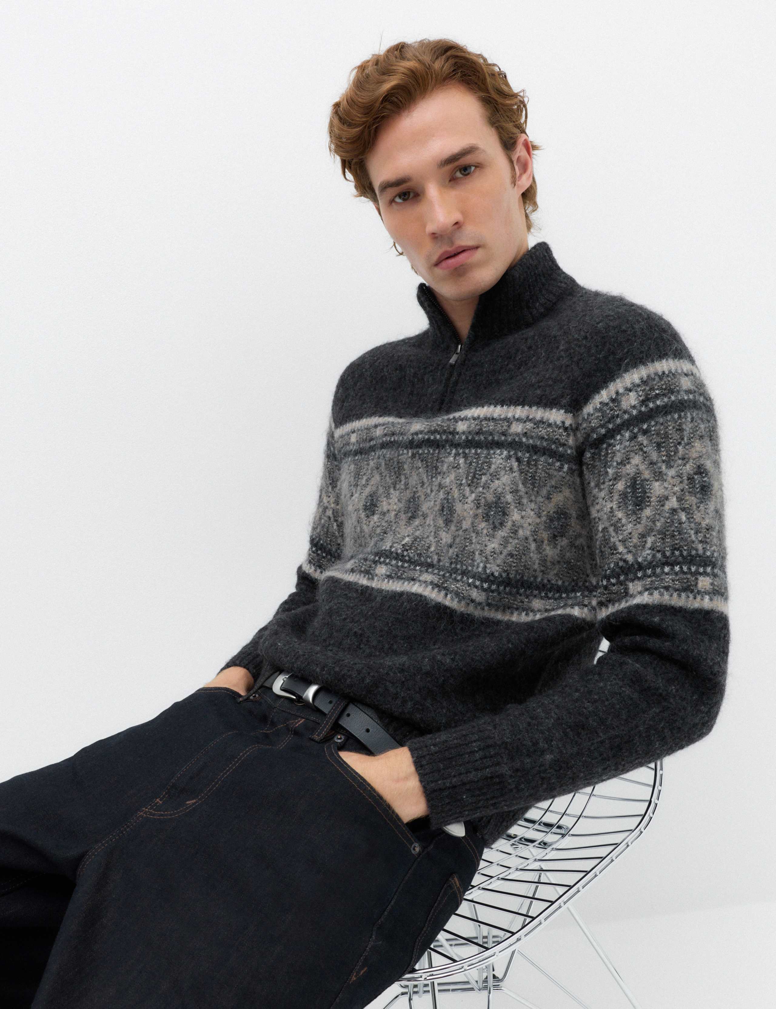 Fair Isle Half Zip Jumper with Wool 6 of 7