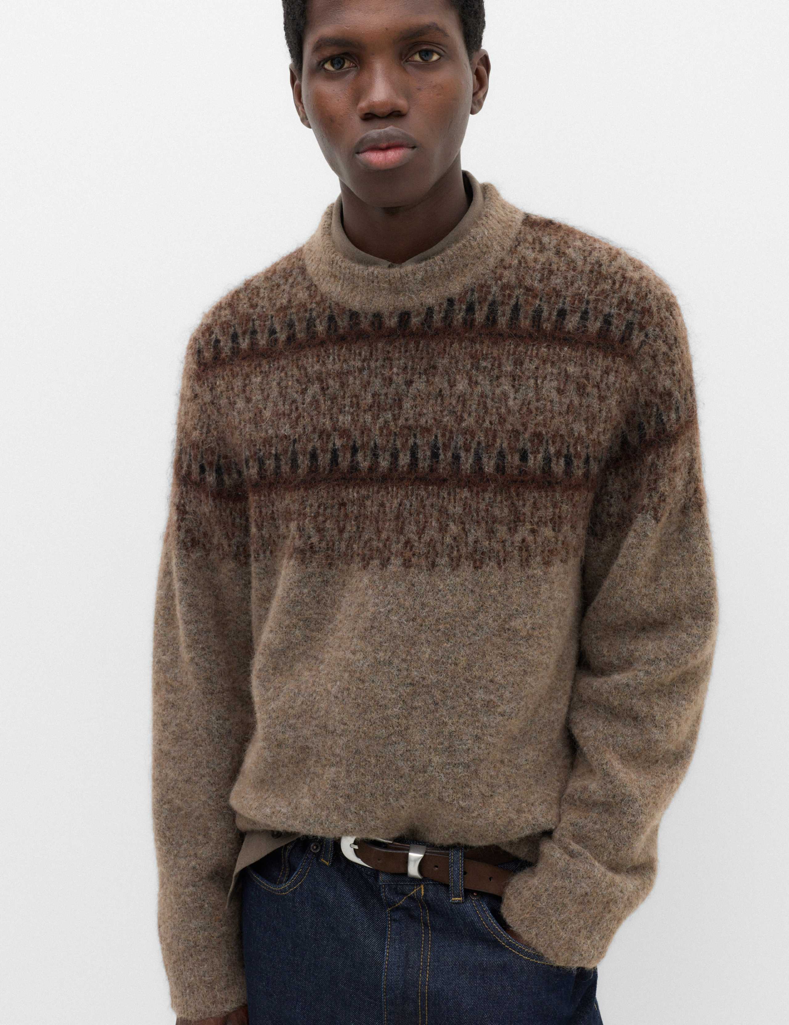 With Wool Fair Isle Crew Neck Jumper 1 of 7