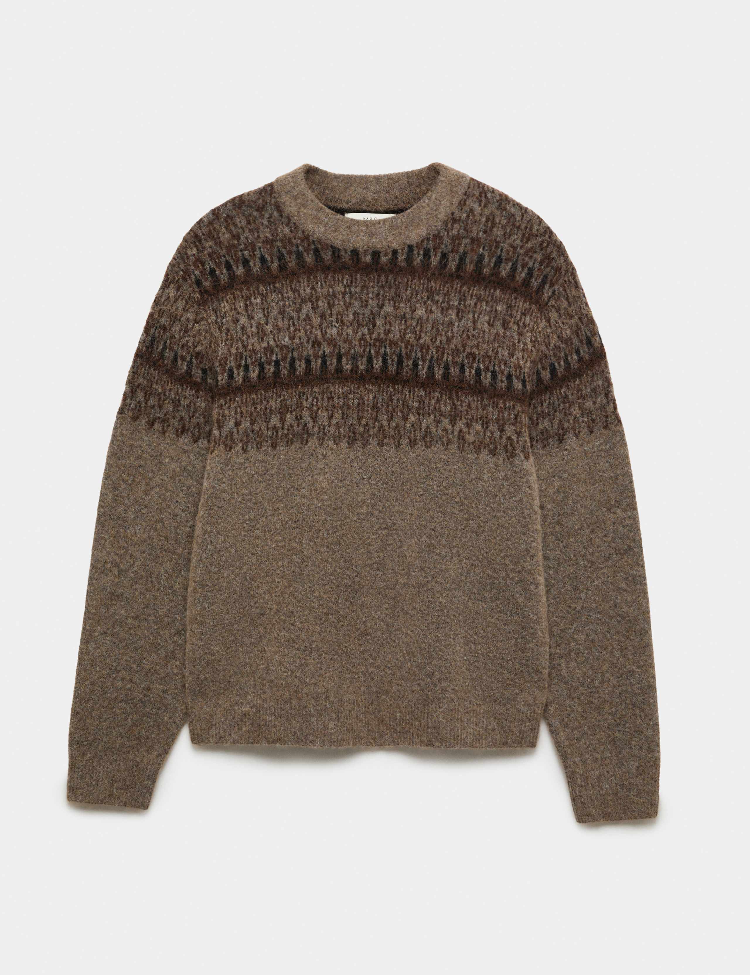 With Wool Fair Isle Crew Neck Jumper 2 of 7
