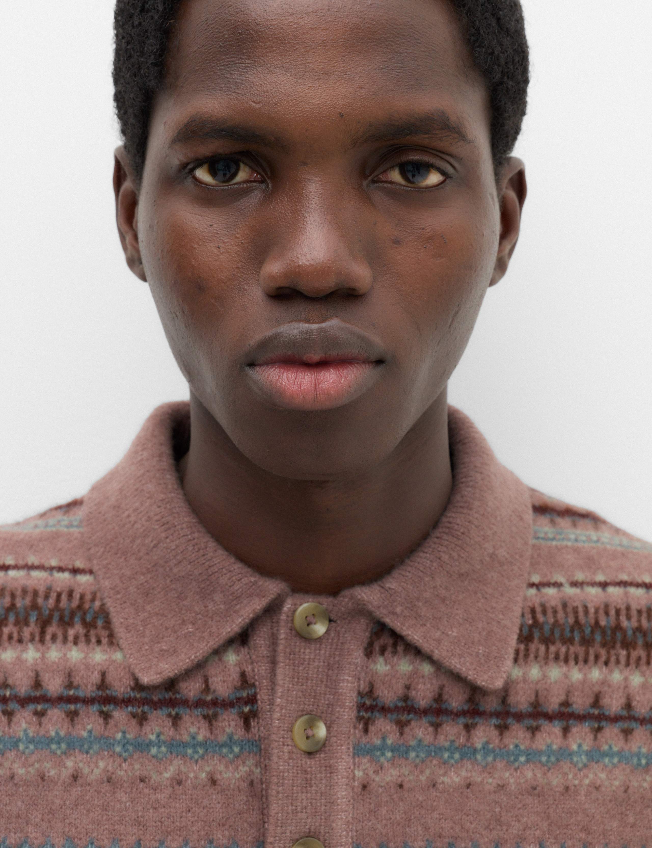 Fair Isle Knitted Polo Shirt with Wool 3 of 7