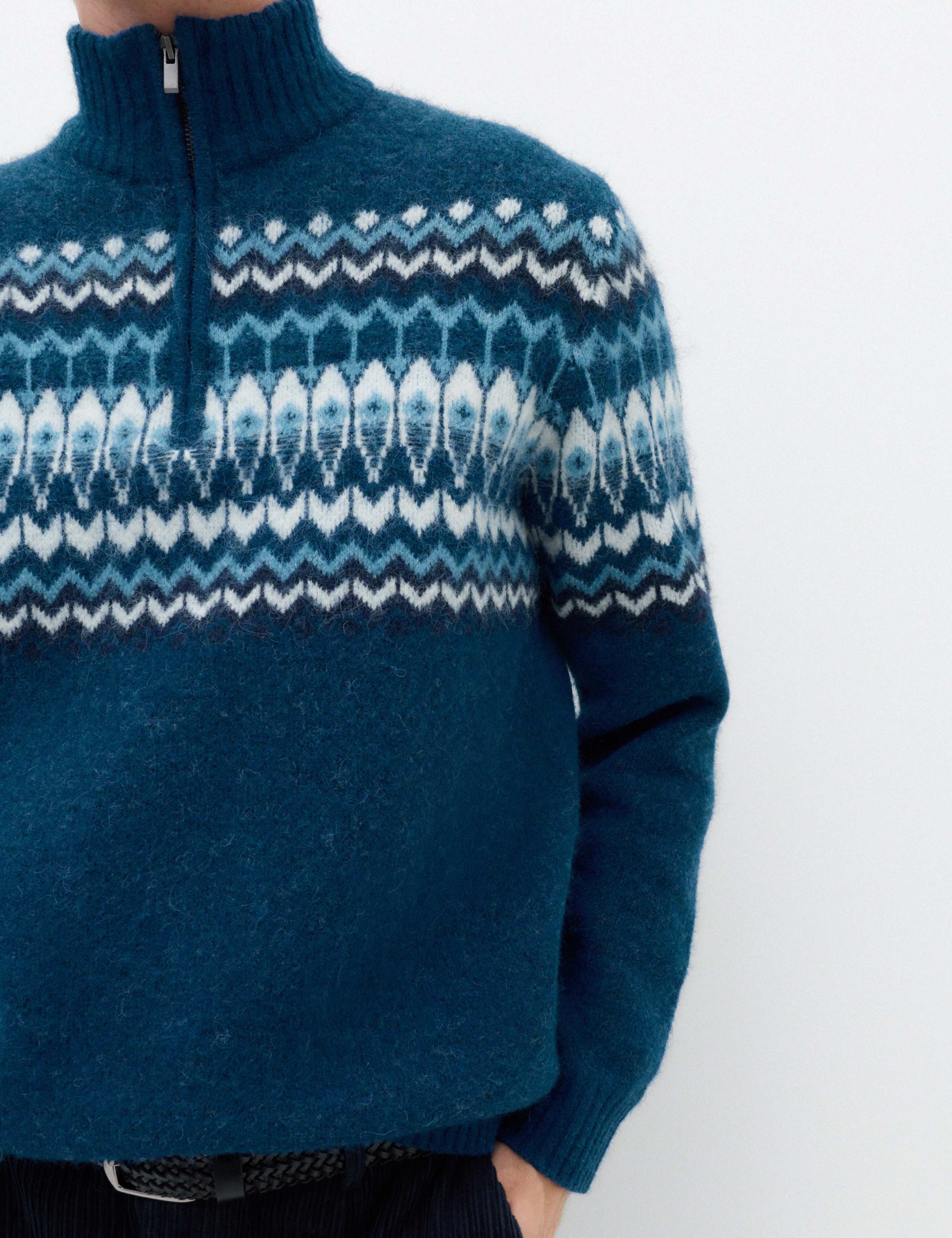 Fair Isle Half Zip Jumper with Wool 3 of 7