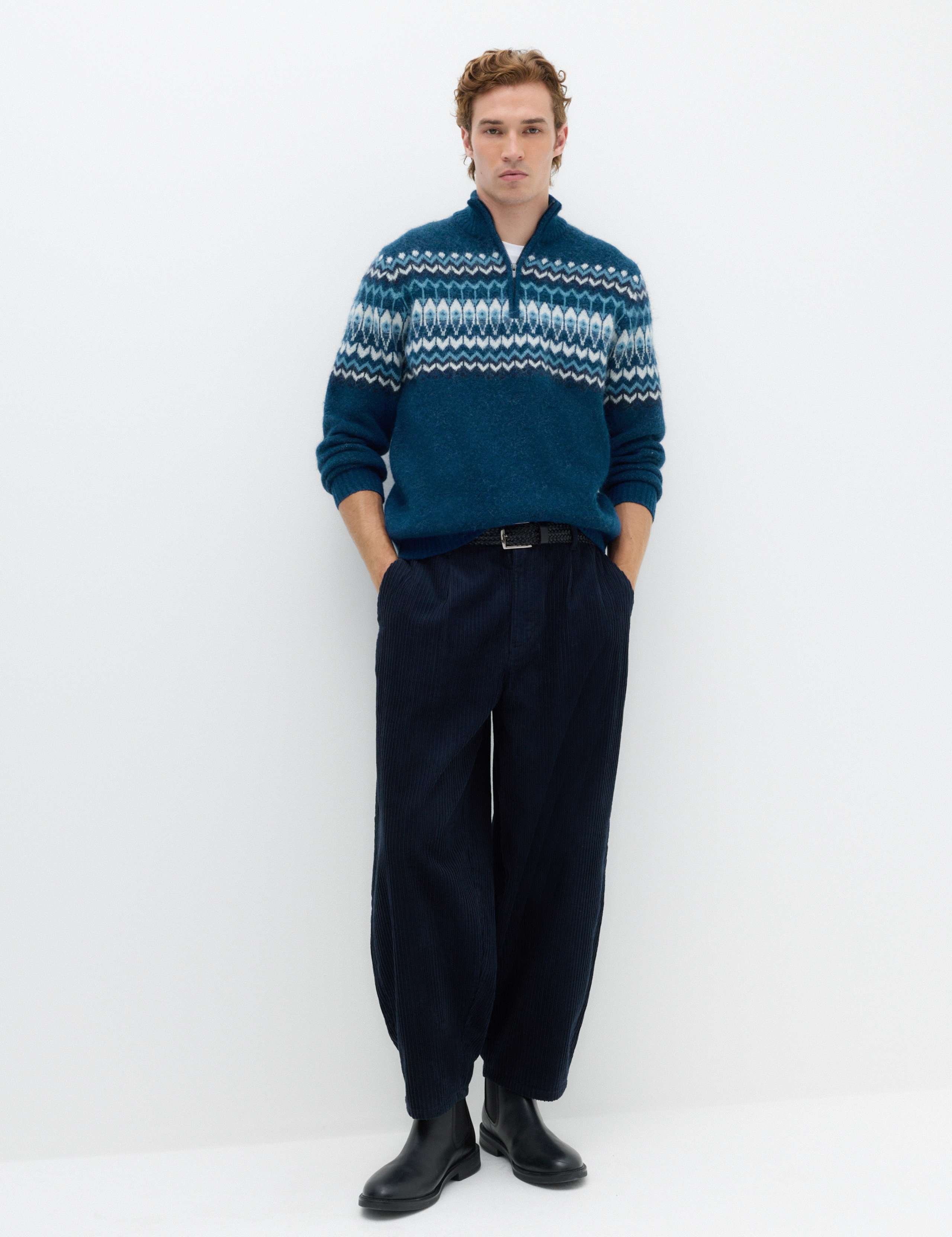 Fair Isle Half Zip Jumper with Wool 6 of 7
