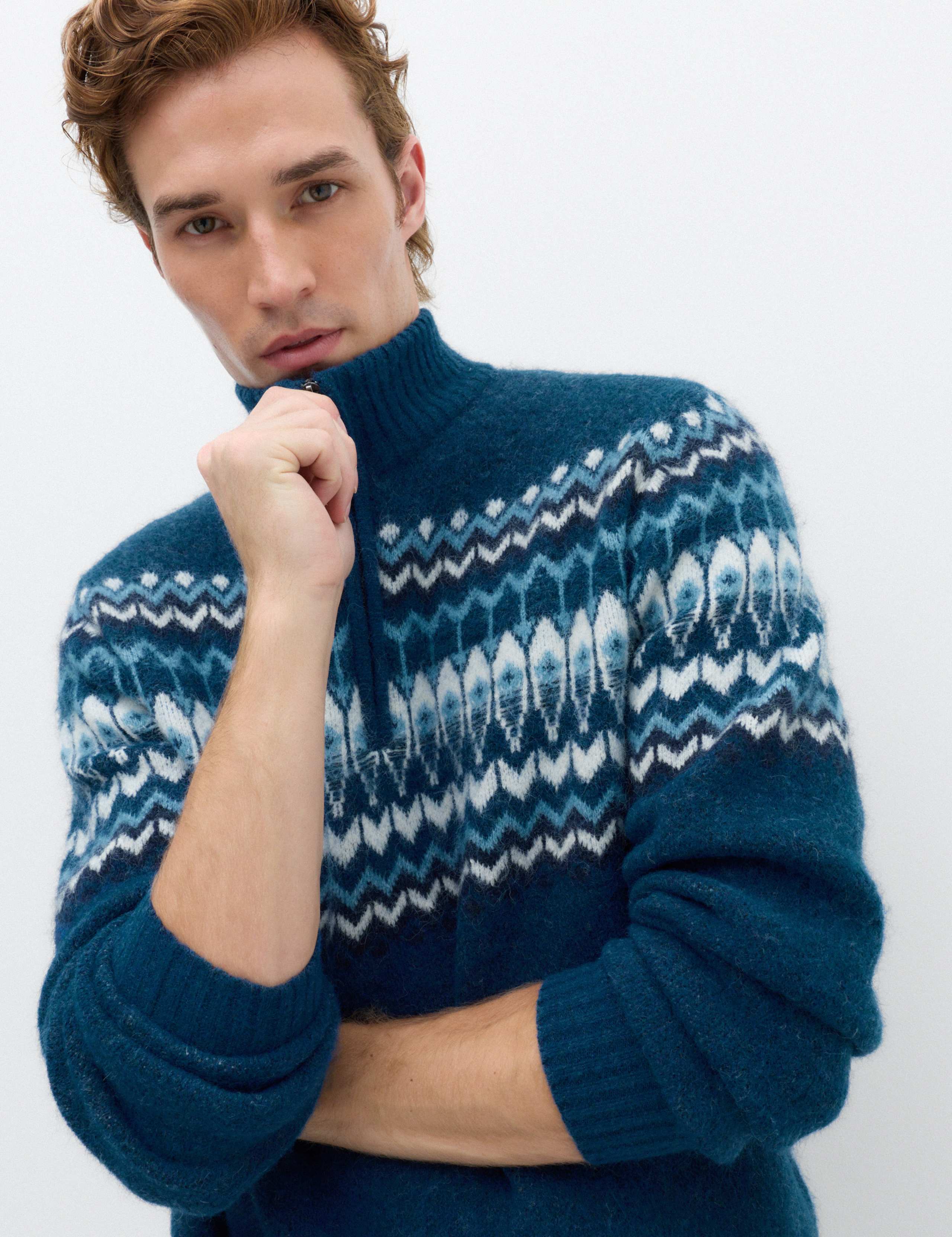 Fair Isle Half Zip Jumper with Wool 7 of 7