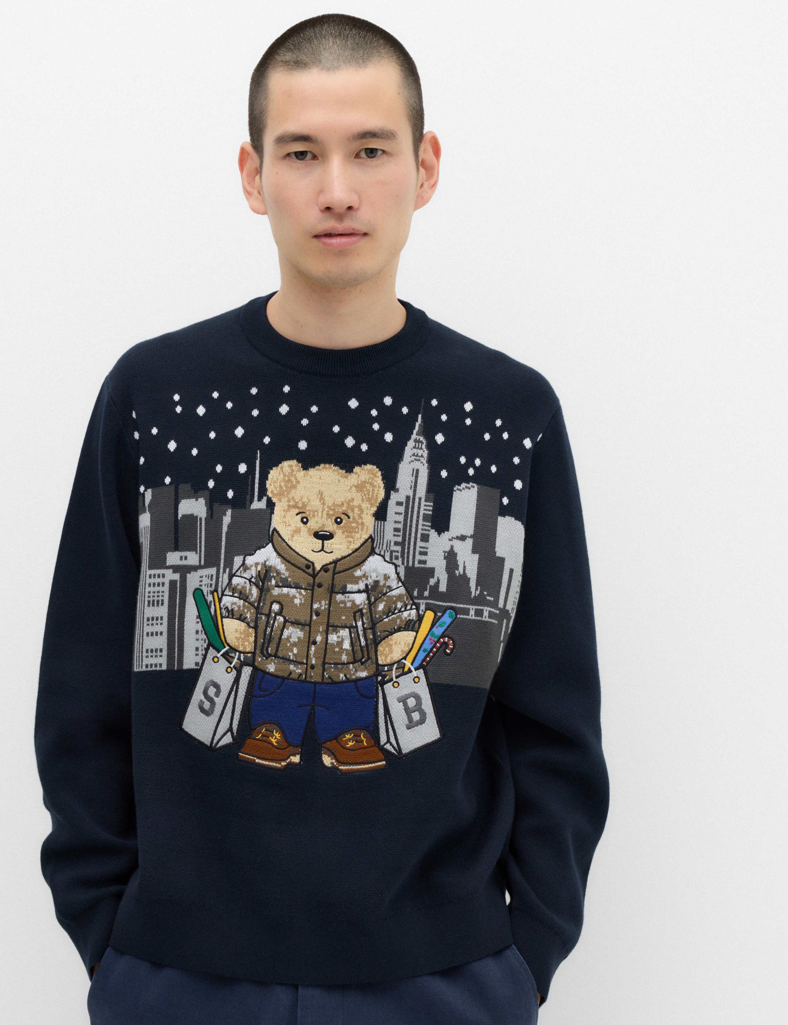Pure Cotton Spencer Bear™ Crew Neck Jumper 1 of 5