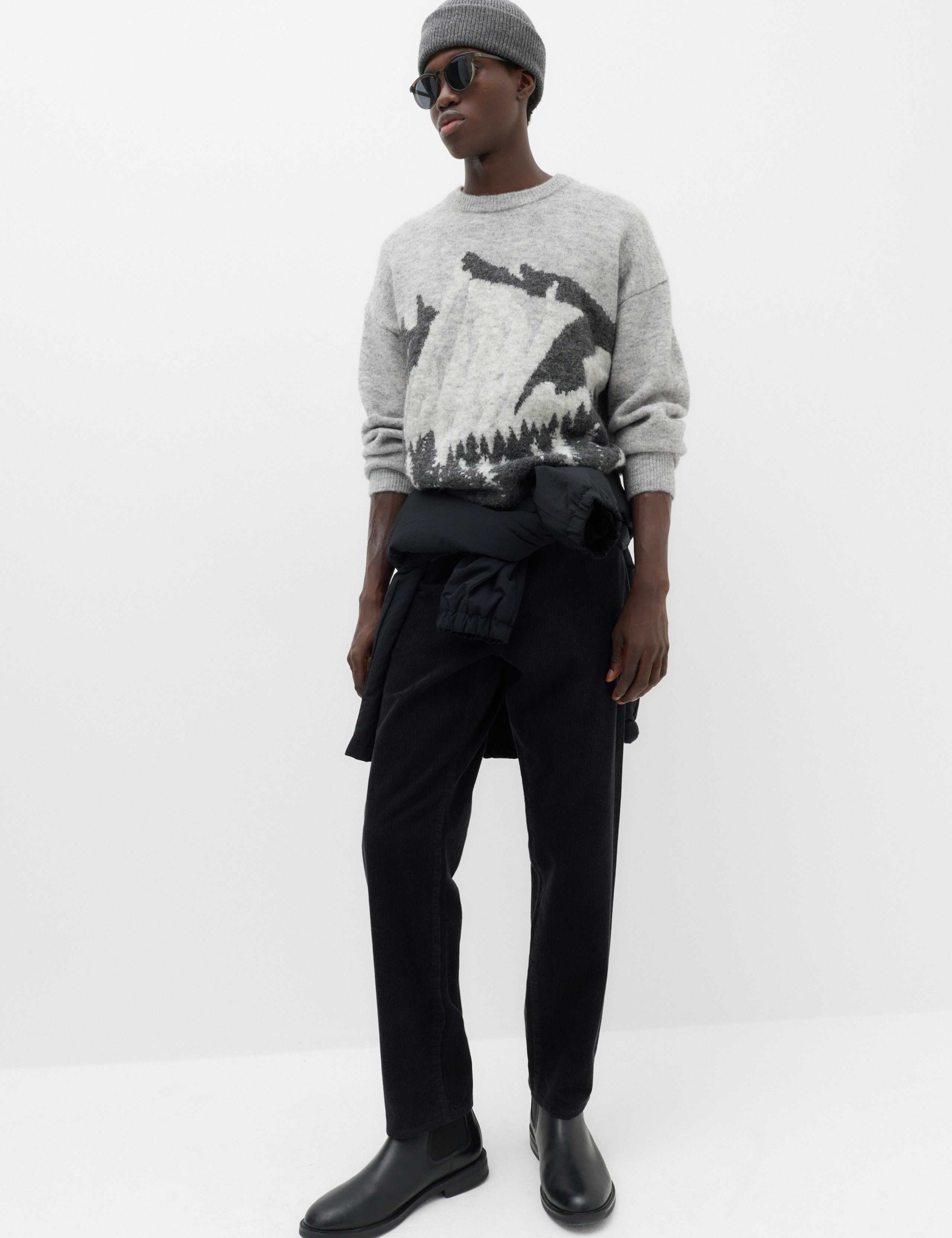 Mountain Scene Crew Neck Jumper with Wool 7 of 7