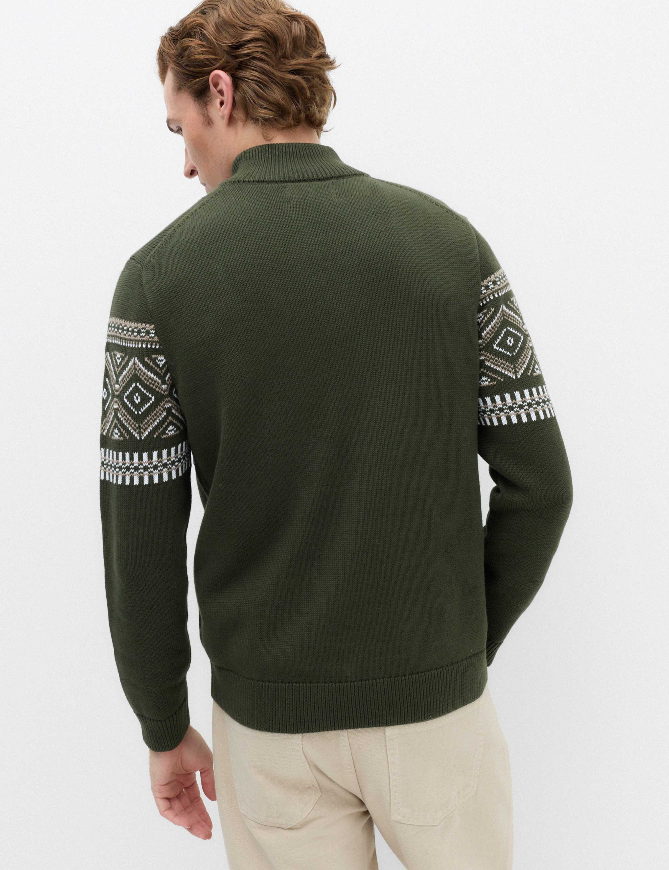 Pure Cotton Fair Isle Half Zip Jumper 4 of 4