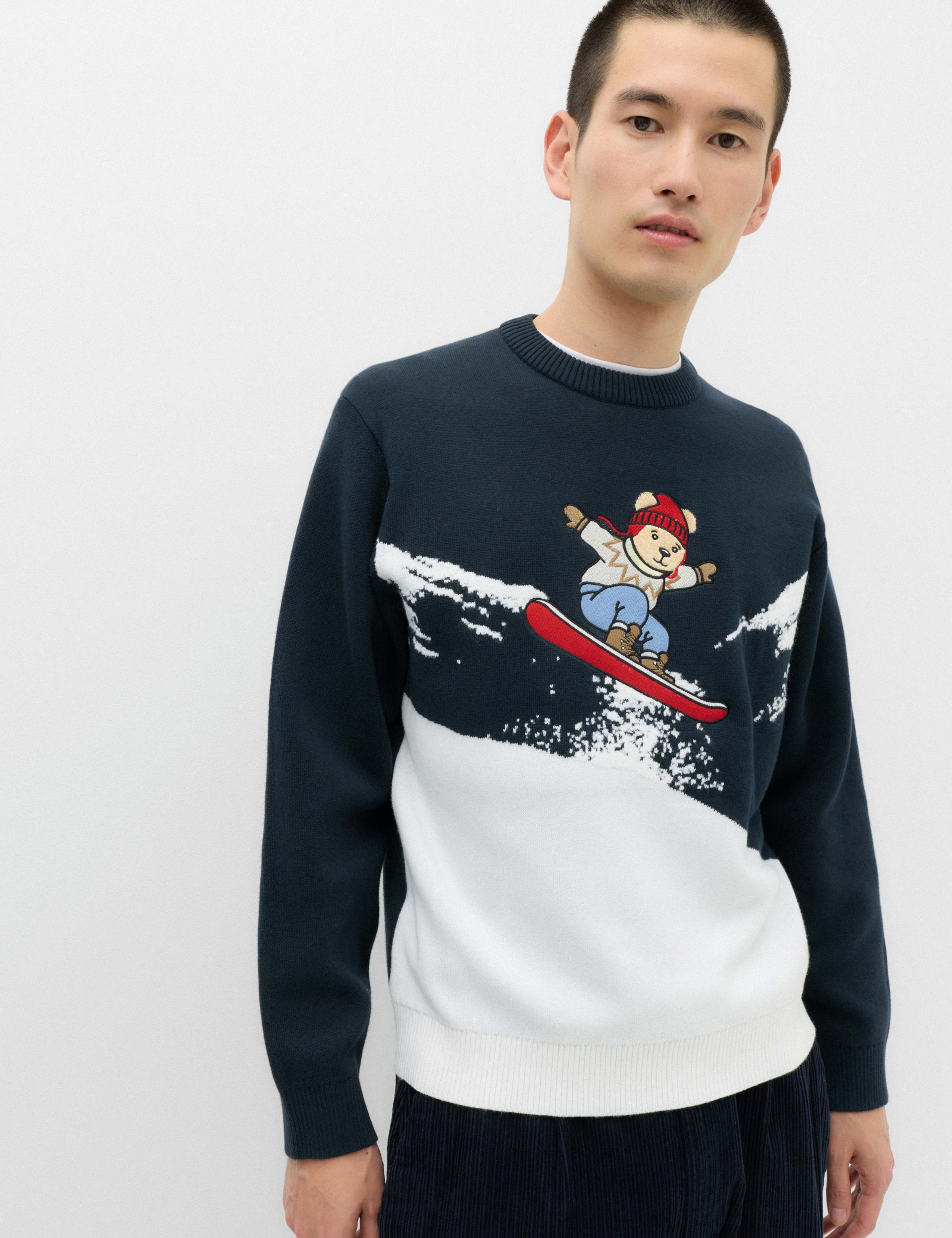 Pure Cotton Spencer Bear™ Crew Neck Jumper 1 of 4
