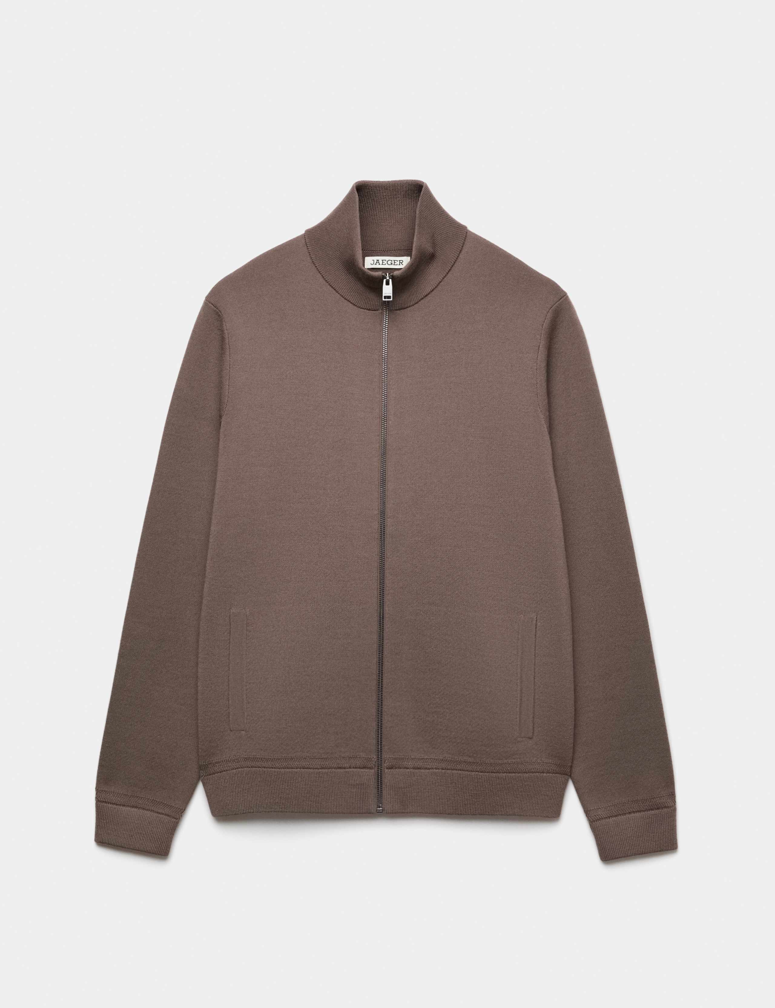 Merino Wool Rich Funnel Neck Zip Up Cardigan 2 of 7