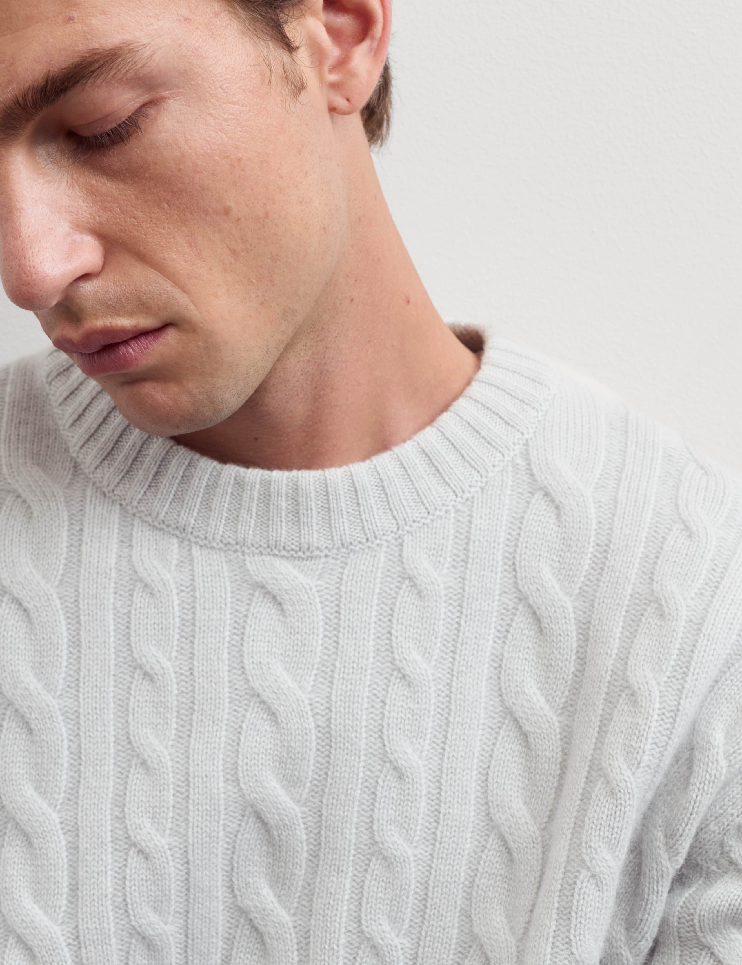 Cashmere Rich Cable Knit Crew Neck Jumper 4 of 7