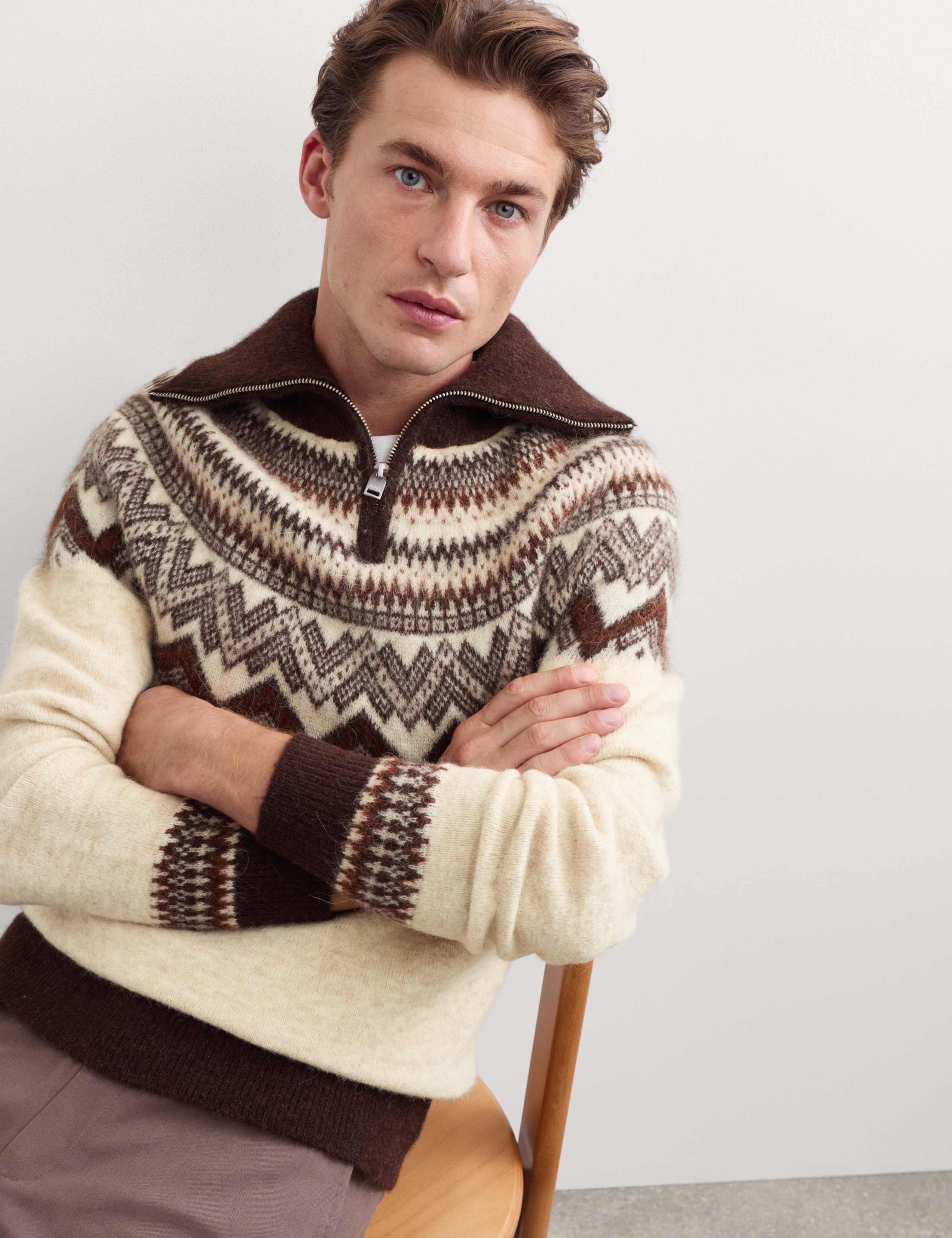 Alpaca Blend Fair Isle Half Zip Jumper 6 of 7