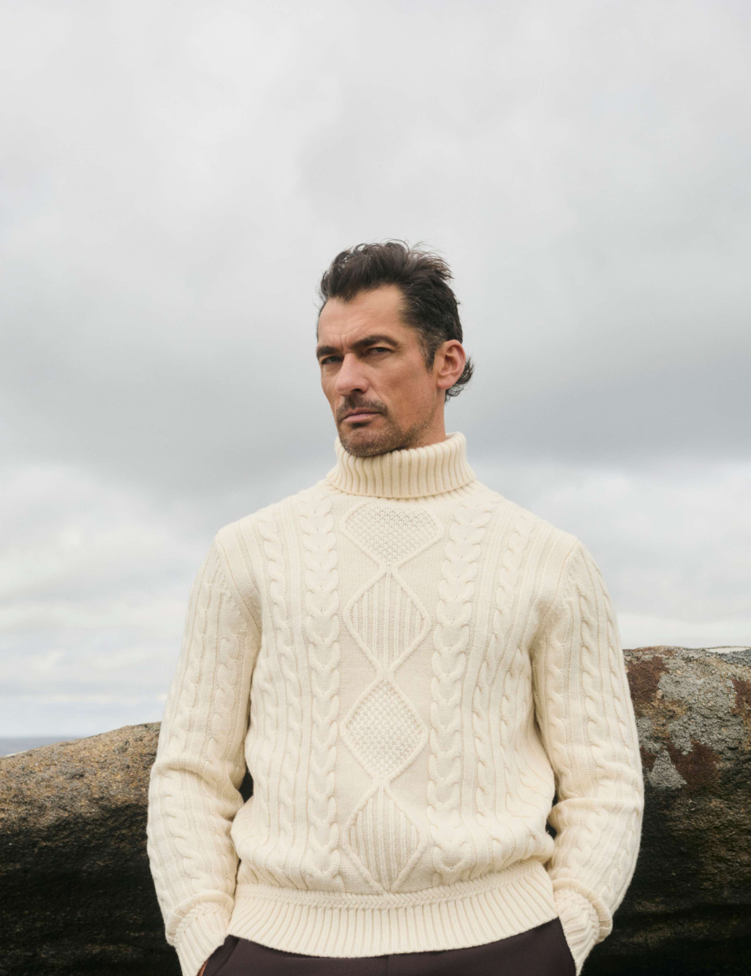 Pure Lambswool Cable Knit Roll Neck Jumper 1 of 7